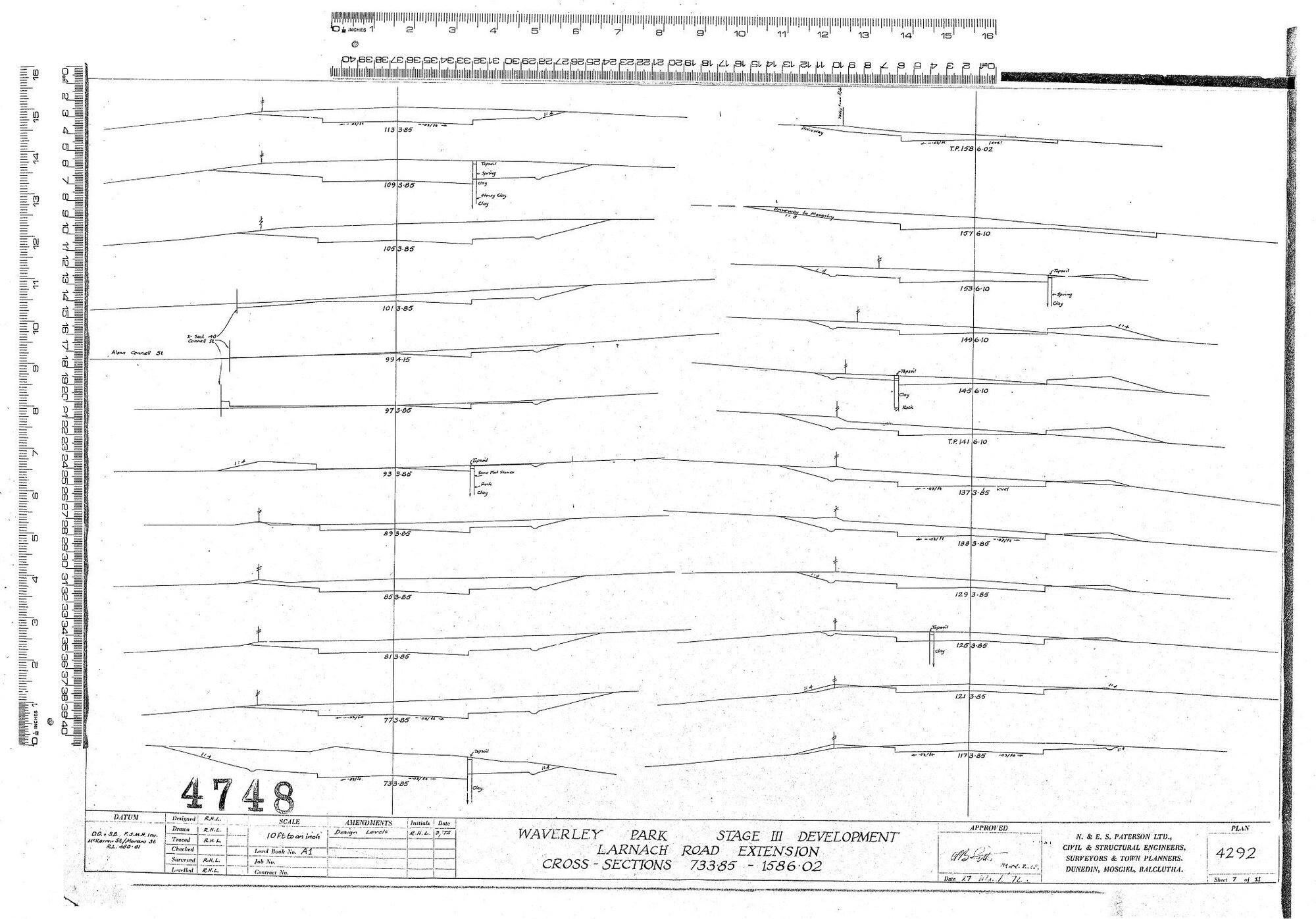 WAVERLEY PARK &ndash; STAGE III DEVELOPMENT LARNACH ROAD EXTENSION CROSS-SECTIONS 73385-1586 02