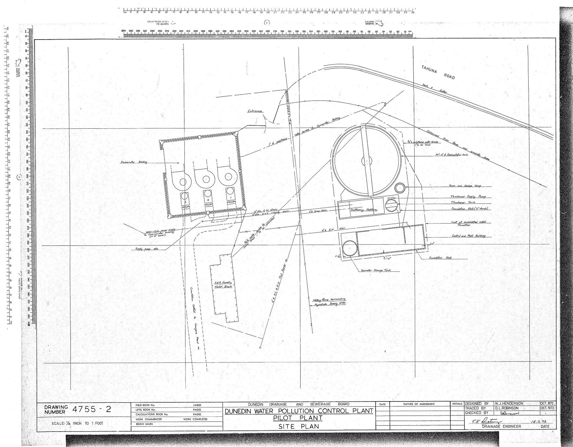 DUNEDIN WATER POLLUTION CONTROL PLANT PILOT PLANT &ndash; SITE PLAN