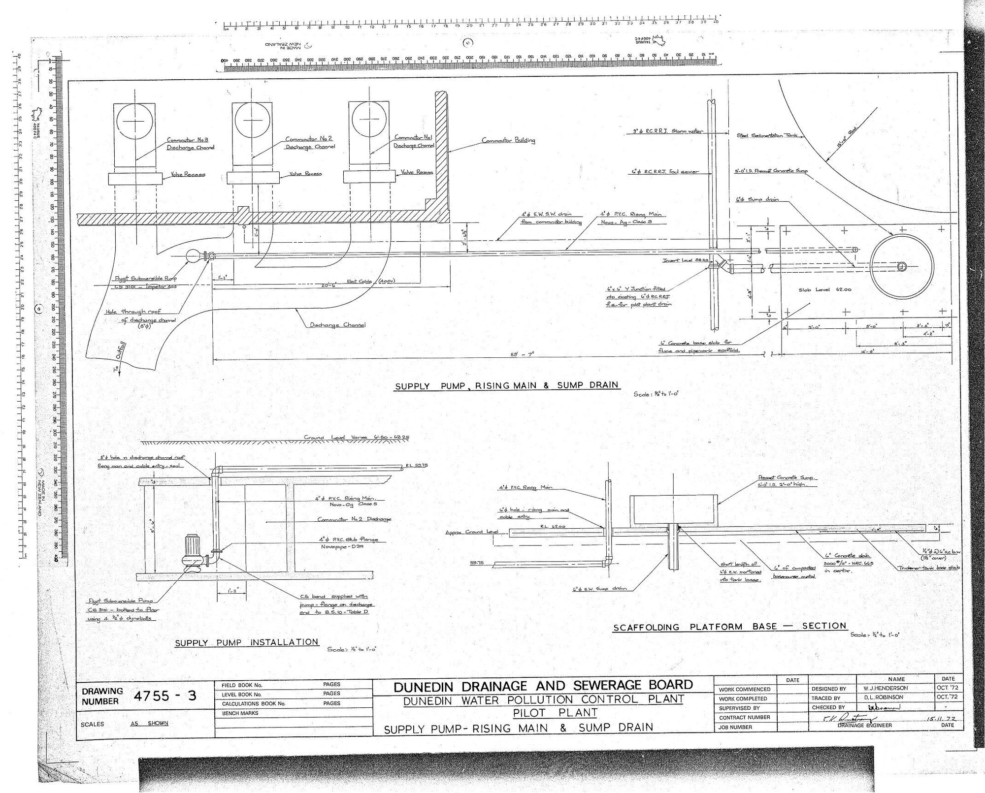 DUNEDIN WATER POLLUTION CONTROL PLANT PILOT PLANT &ndash; SUPPLY PUMP &ndash; RISING MAIN &amp; SUMP DRAIN