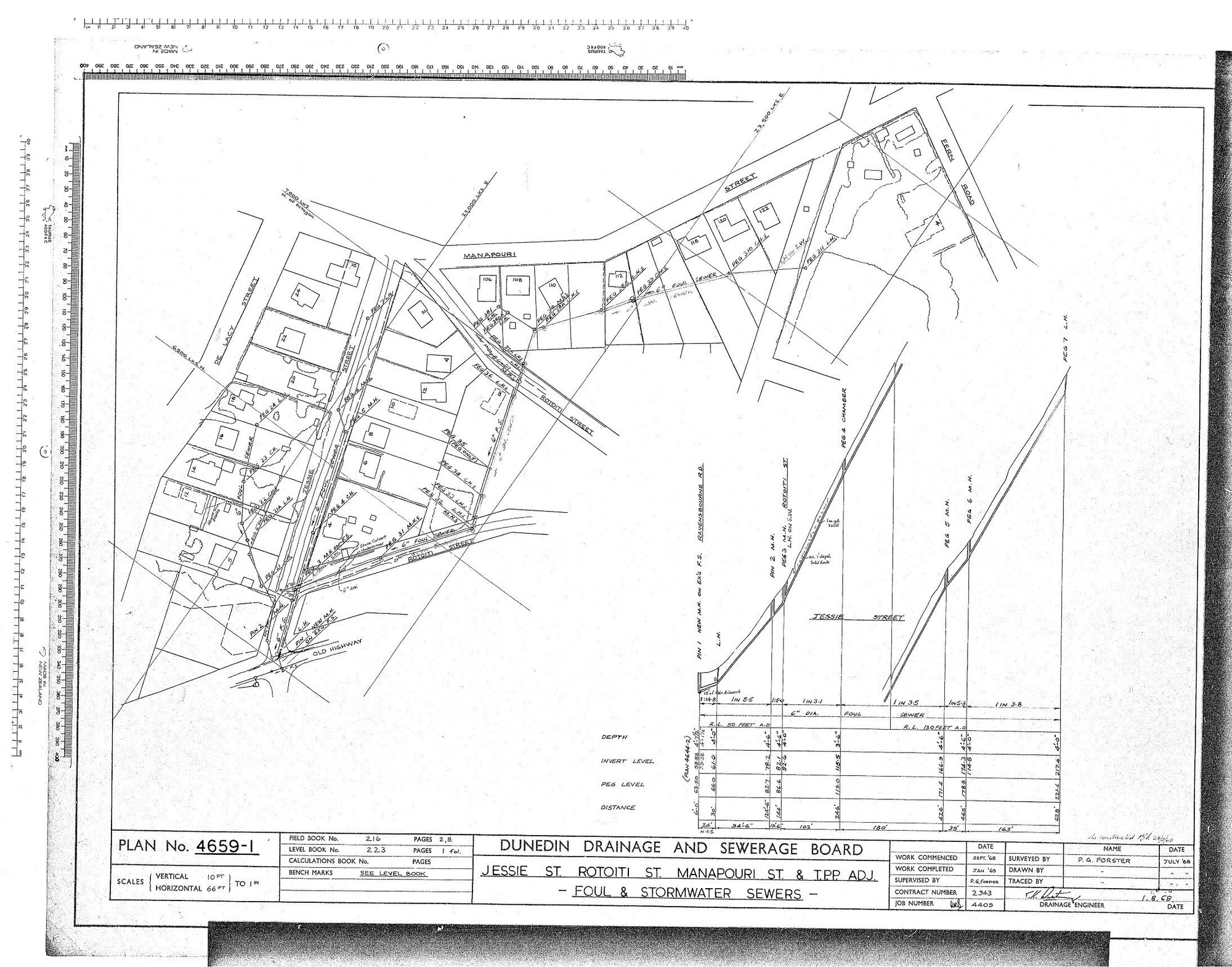JESSIE ST ROTOITI ST MANAPOURI ST &amp; T.P.P ADJ - FOUL &amp; STORMWATER SEWERS