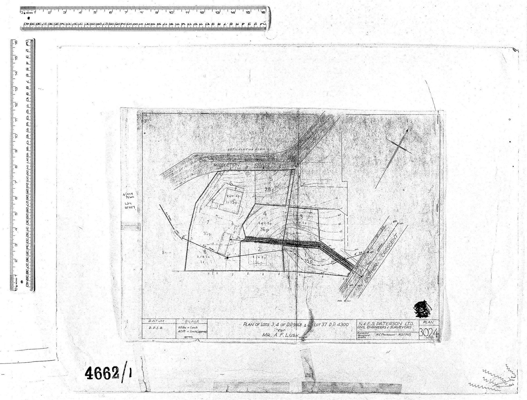 PLAN OF LOTS 3 4 OF DP9668 &amp; PT LOT 37 D.P. 4300 FOR MR A.F. LUSK