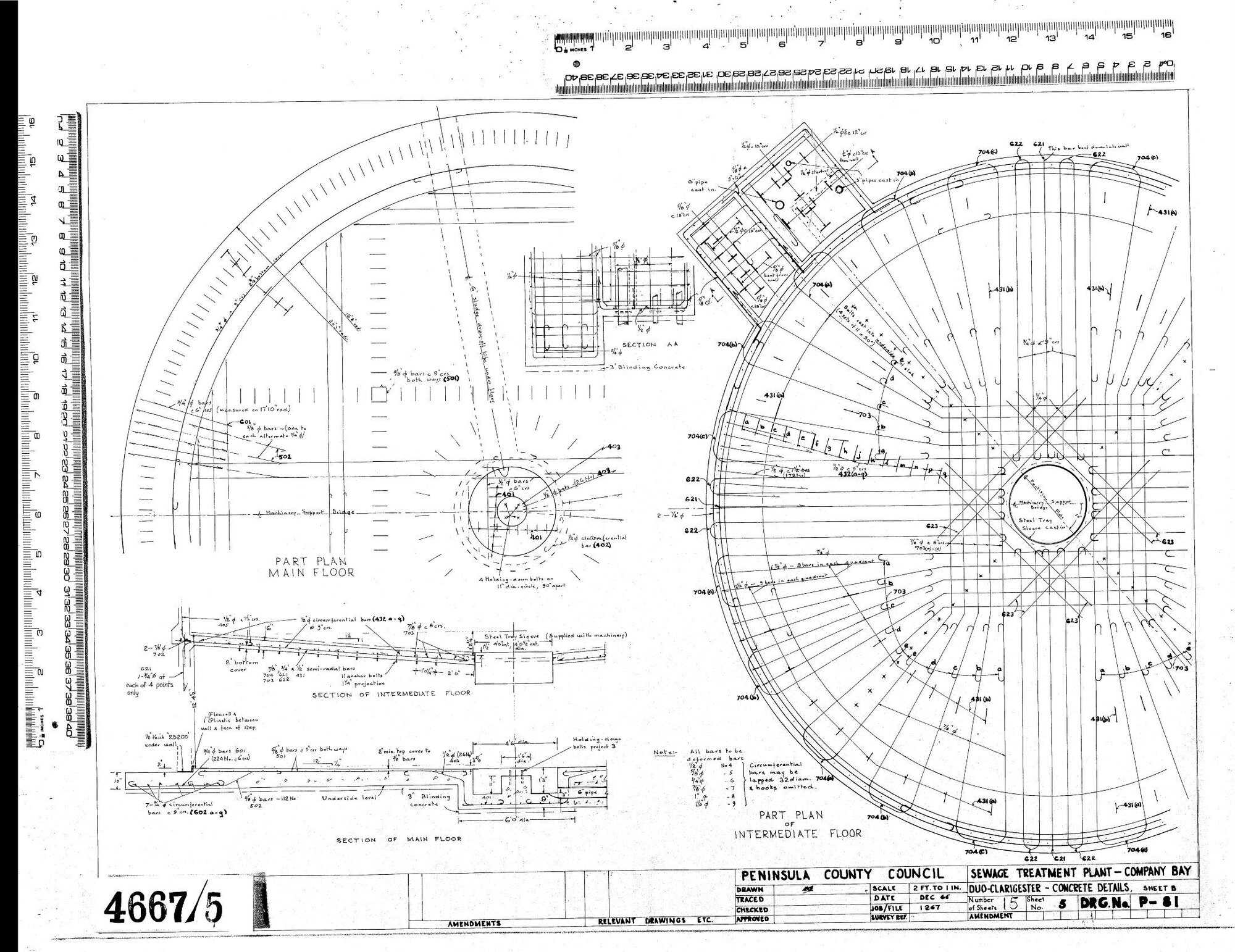 SEWAGE TREATMENT PLANT - COMPANY BAY - DUO CLARISESTER - CONCRETE DETAILS