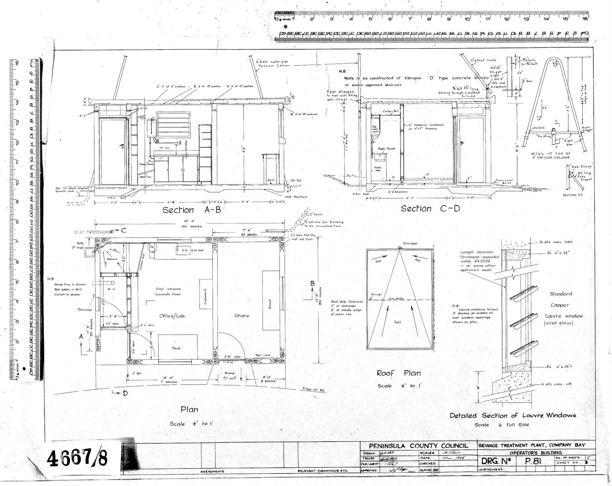 SEWAGE TREATMENT PLANT - COMPANY BAY - OPERATOR'S BUILDING