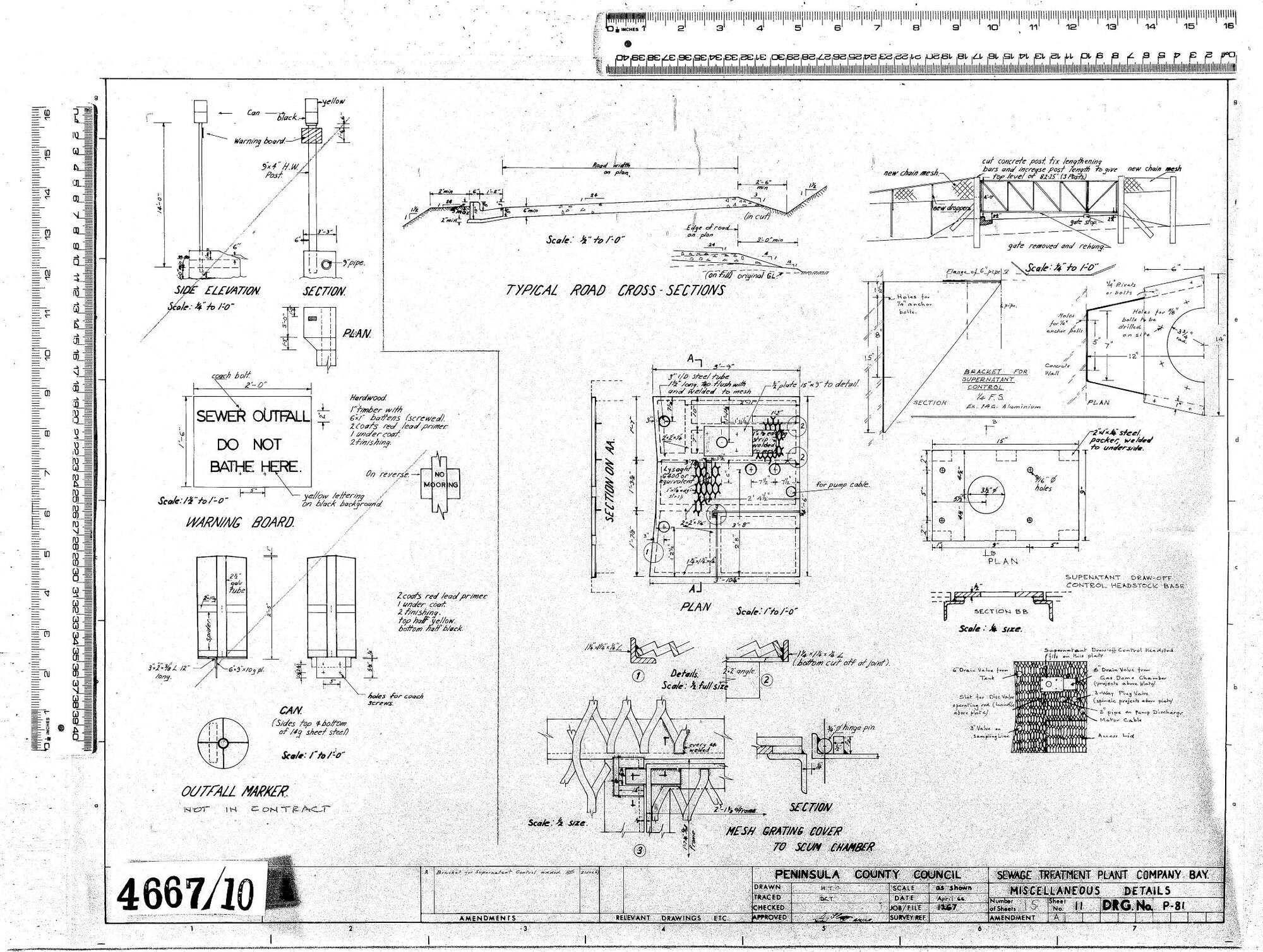 SEWAGE TREATMENT PLANT - COMPANY BAY - MISCELLANEOUS DETAILS