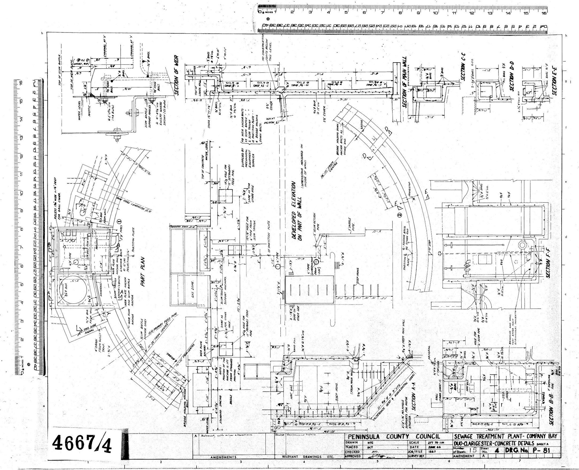 SEWAGE TREATMENT PLANT - COMPANY BAY - DUO CLARISESTER - CONCRETE DETAILS