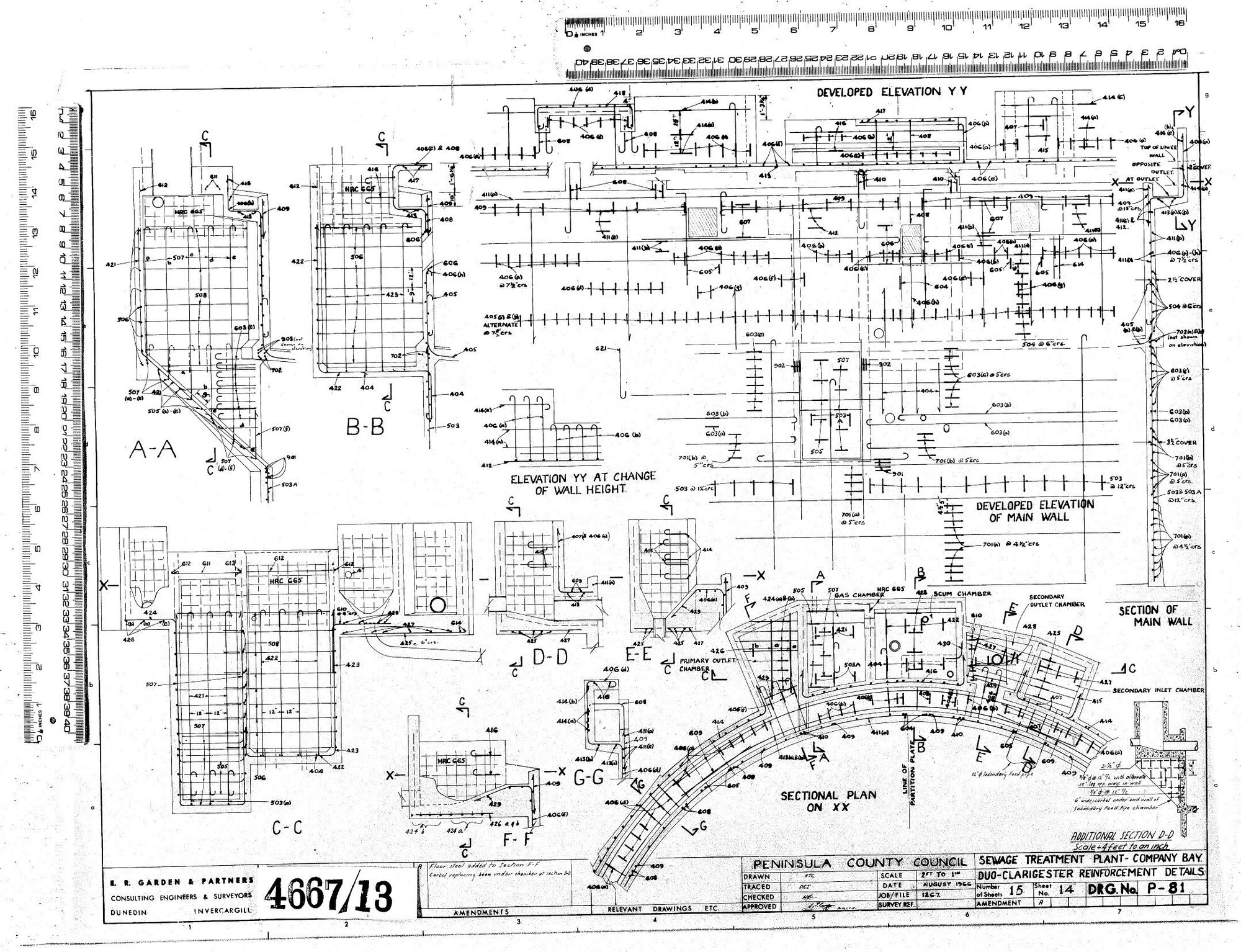 SEWAGE TREATMENT PLANT - COMPANY BAY - DUO CLARISESTER - REINFORVEMENT DETAILS