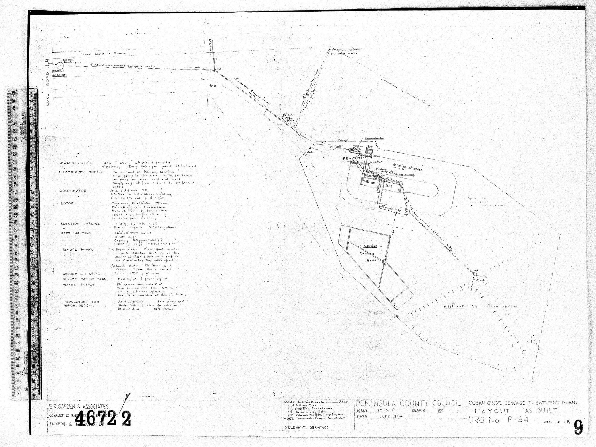 OCEAN GROVE SEWERAGE TREATMENT PLANT - LAYOUT "AS BUILT"