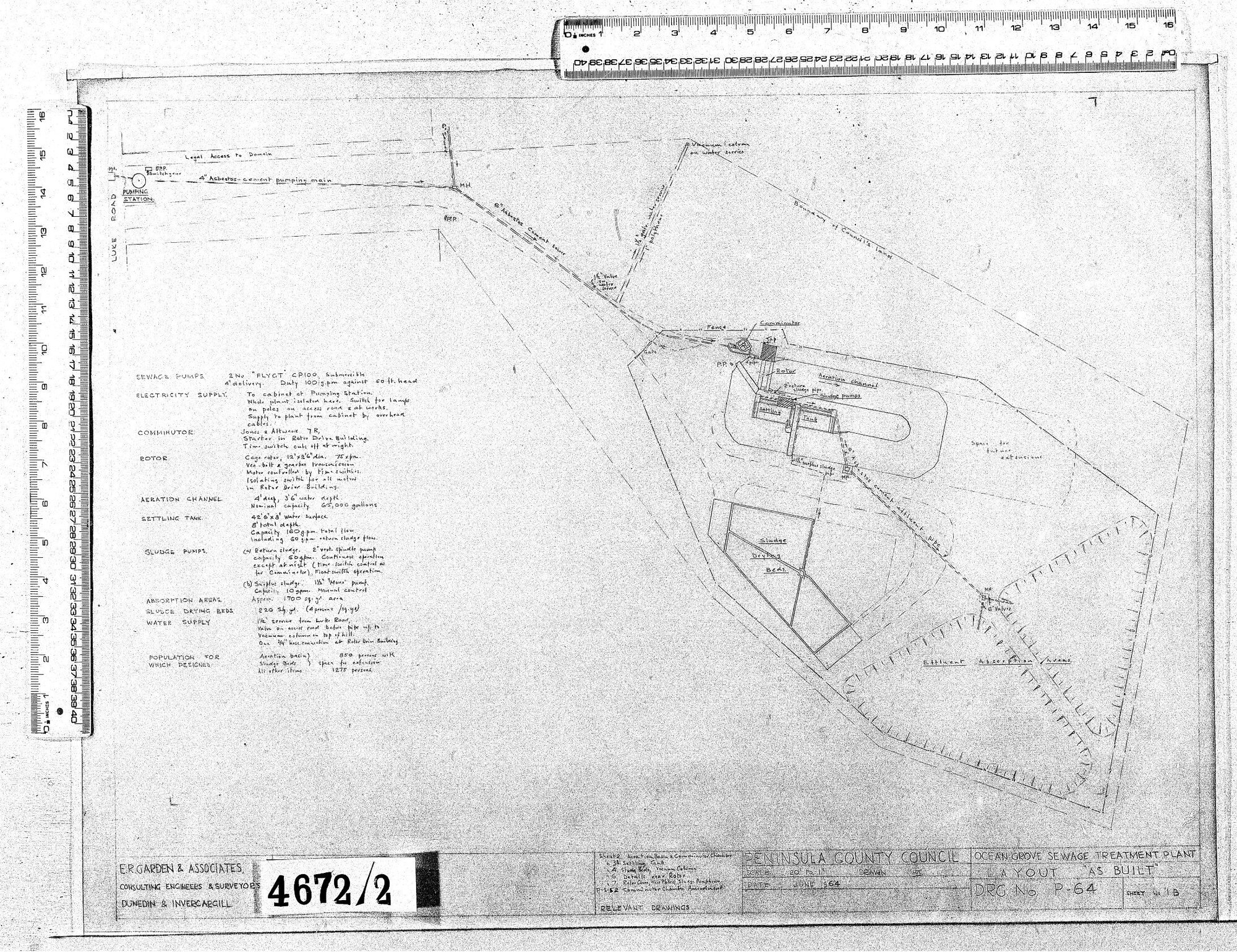 OCEAN GROVE SEWERAGE TREATMENT PLANT - LAYOUT "AS BUILT"