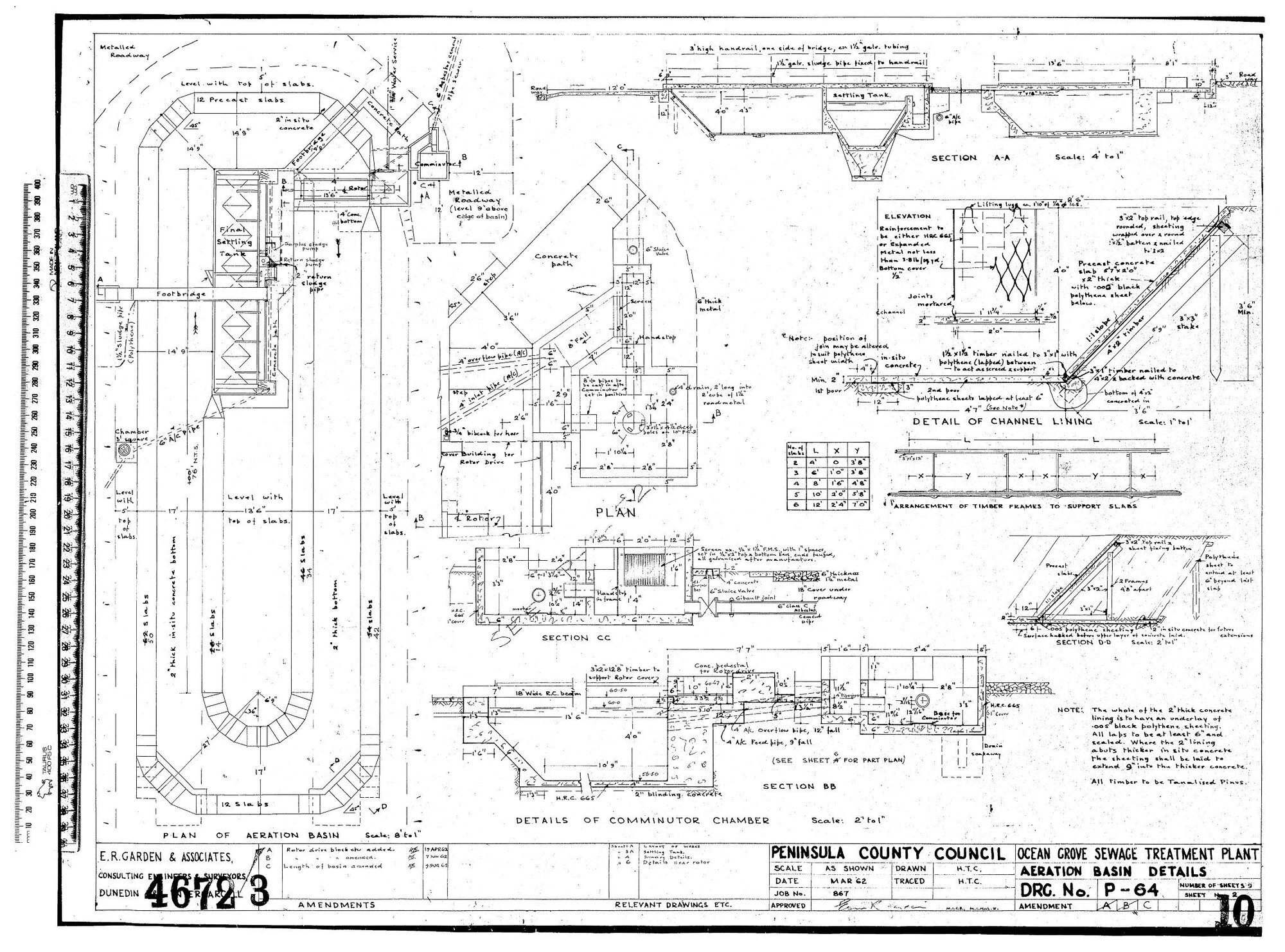 OCEAN GROVE SEWERAGE TREATMENT PLANT AERATION BASIN DETAILS