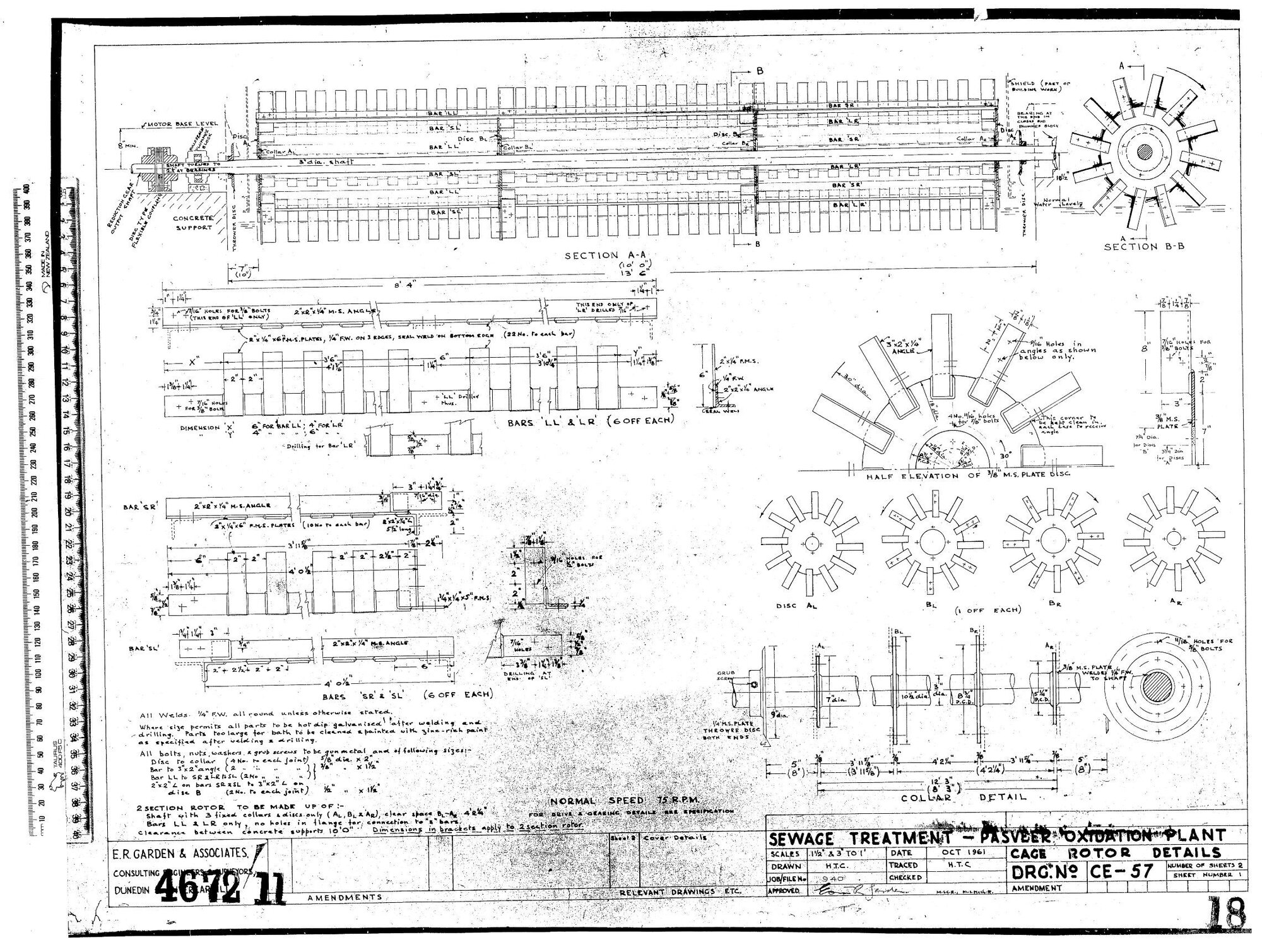 SEWAGE TREATMENT - PASVEER OXIDATION PLANT CAGE ROTOR DETAILS
