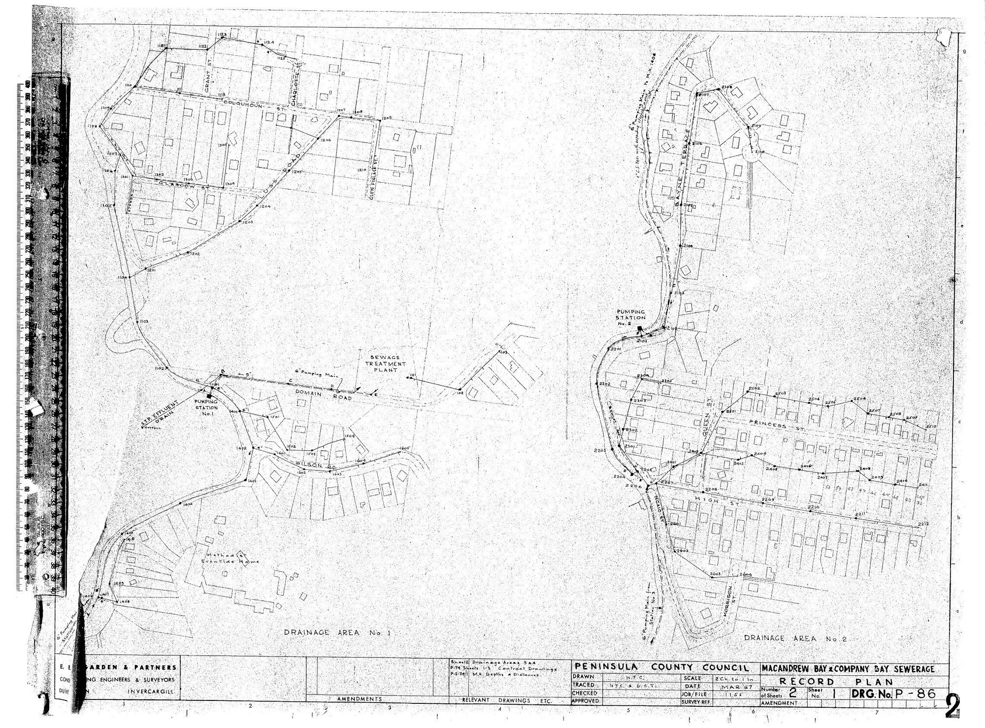 MACANDREW BAY &amp; COMPANY BAY SEWERAGE RECORD PLAN 