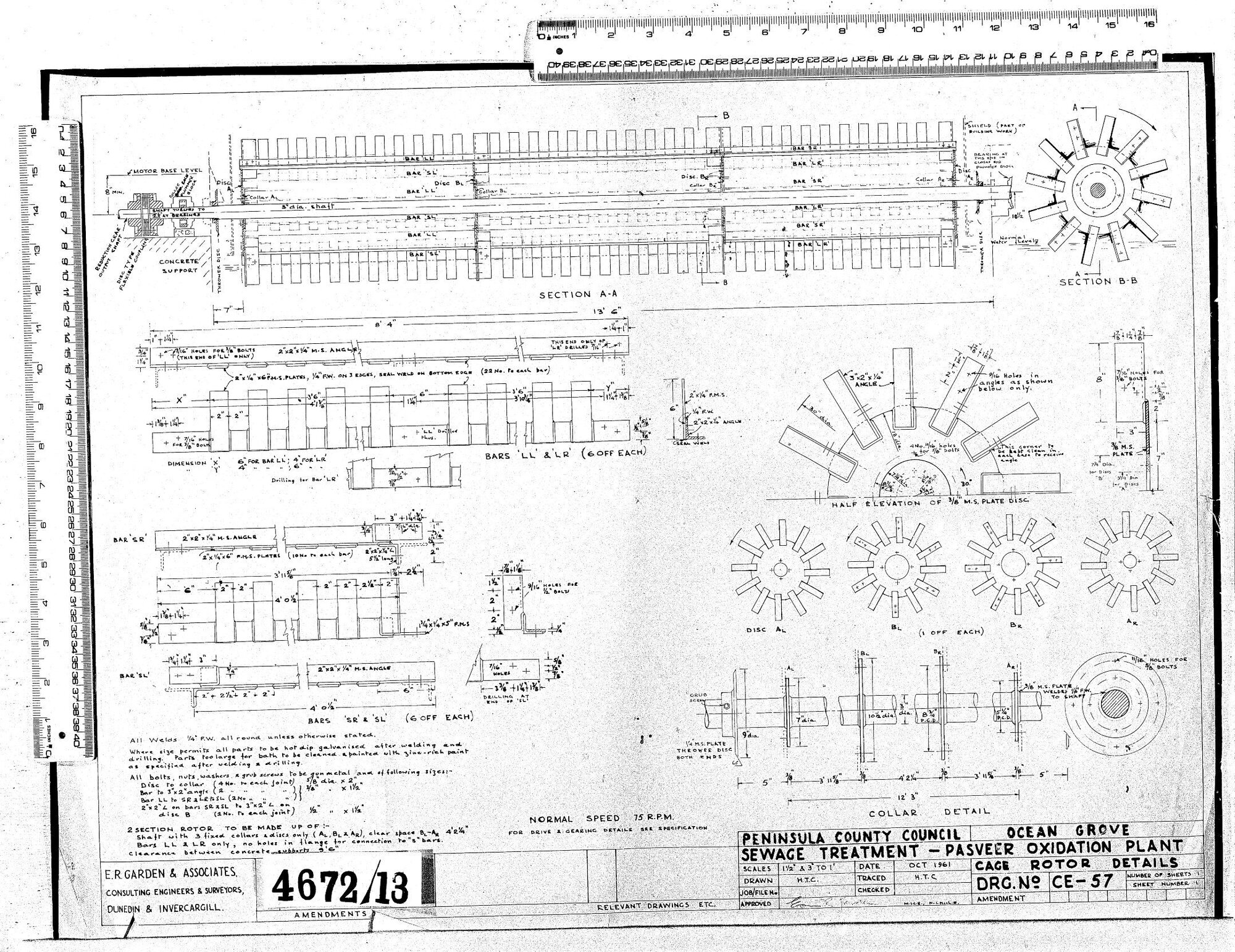 SEWAGE TREATMENT - PASVEER OXIDATION PLANT CAGE ROTOR DETAILS