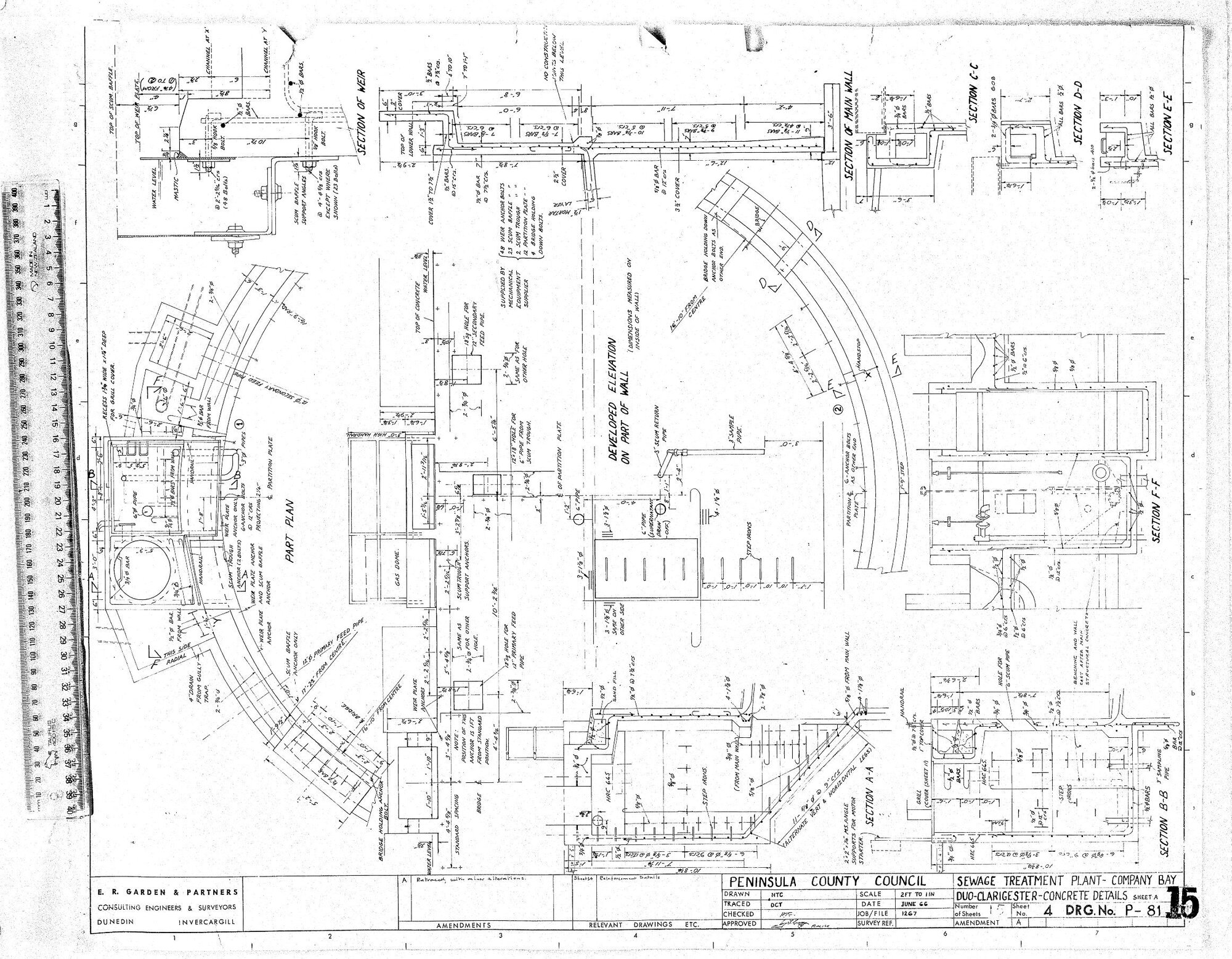 SEWAGE TREATMENT PLANT - COMPANY BAY - DUO -CLARIGESTER - CONCRETE DETAILS - SHEET A