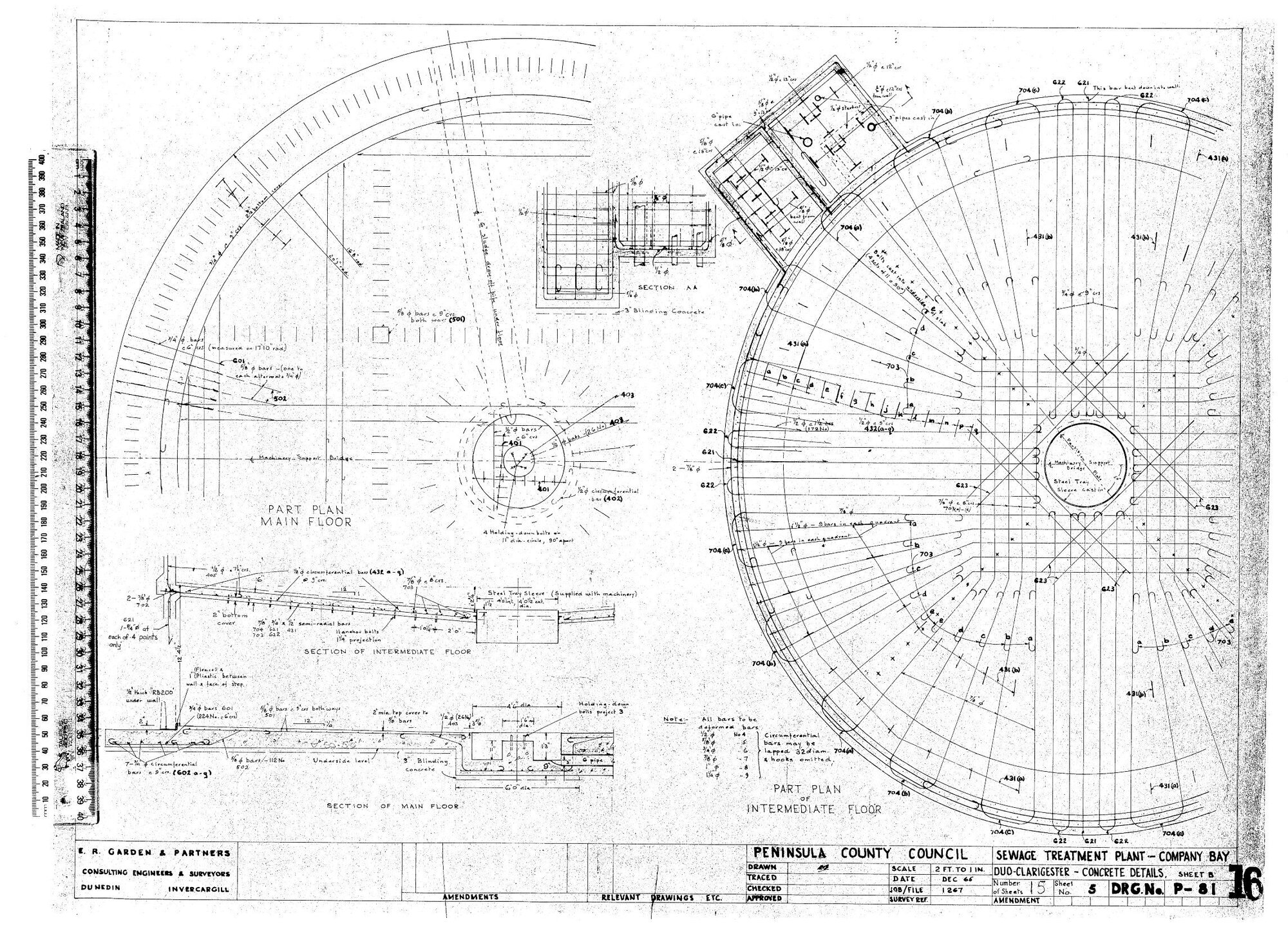 SEWAGE TREATMENT PLANT - COMPANY BAY - DUO -CLARIGESTER - CONCRETE DETAILS - SHEET B