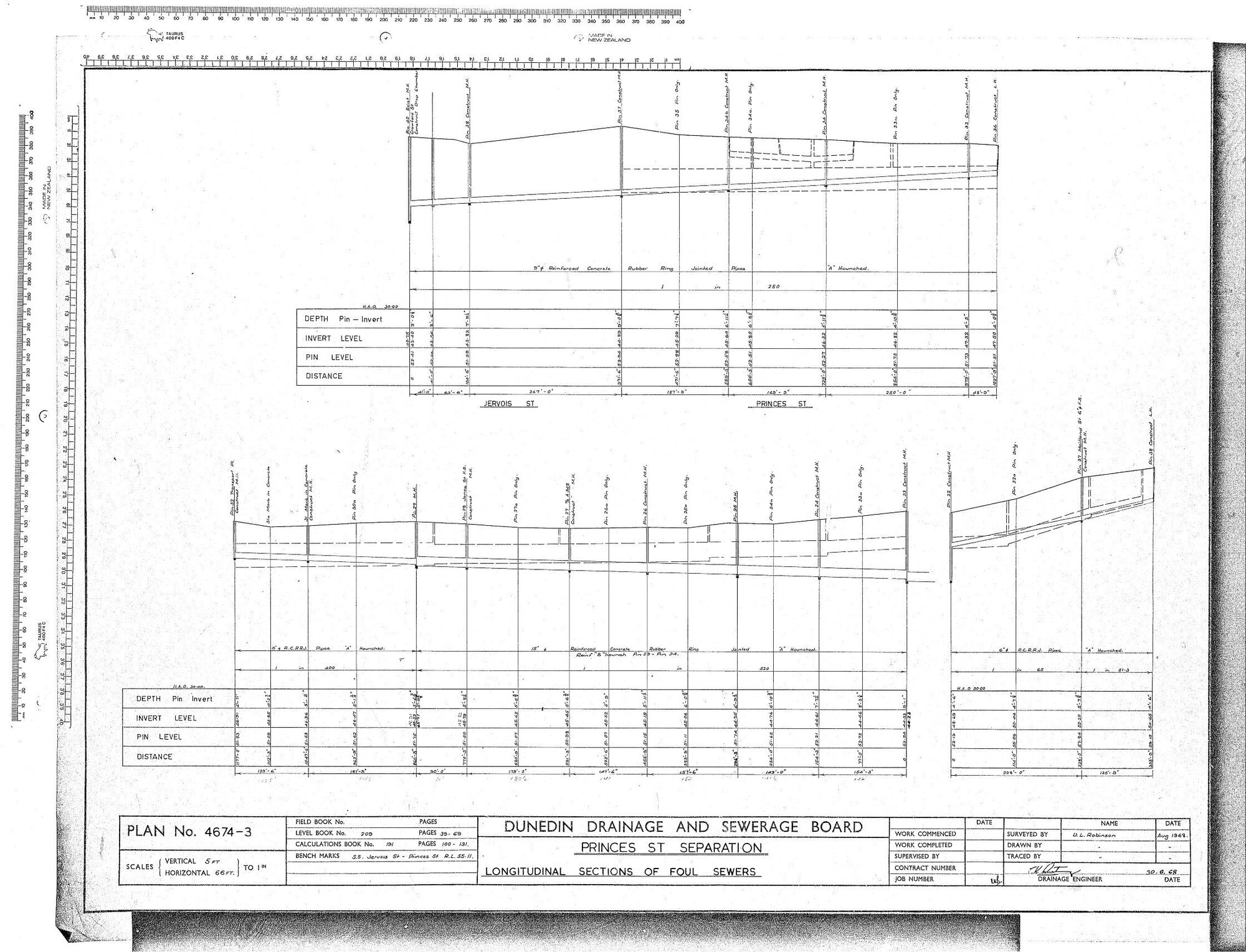 PRINCES ST SEPARATION LONGITUDINAL SECTIONS OF FOUL SEWERS