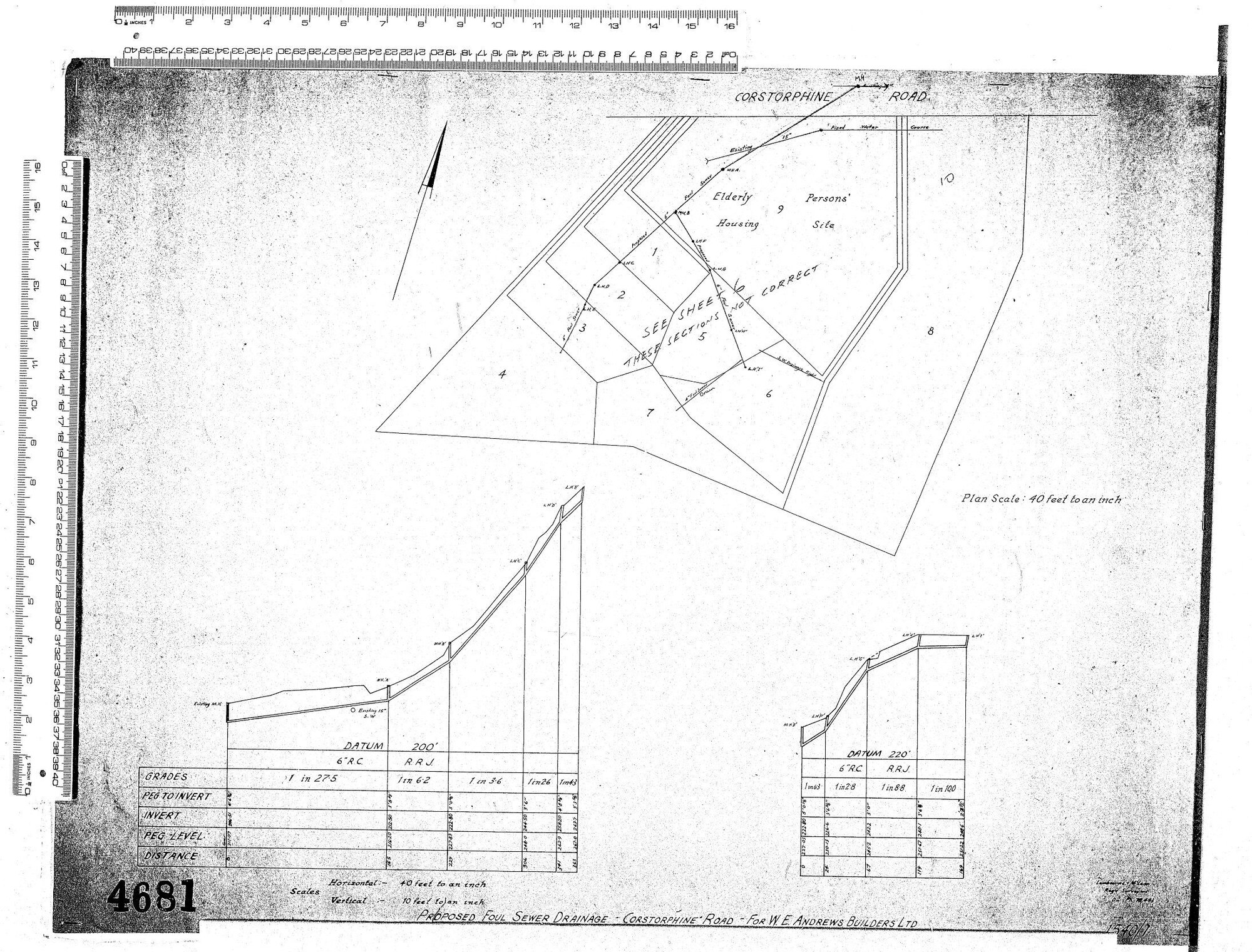 PROPOSED FOUL SEWER DRAINAGE - CORSTORPHINE ROAD - FOR W.E ANDREWS BUILDERS LTD