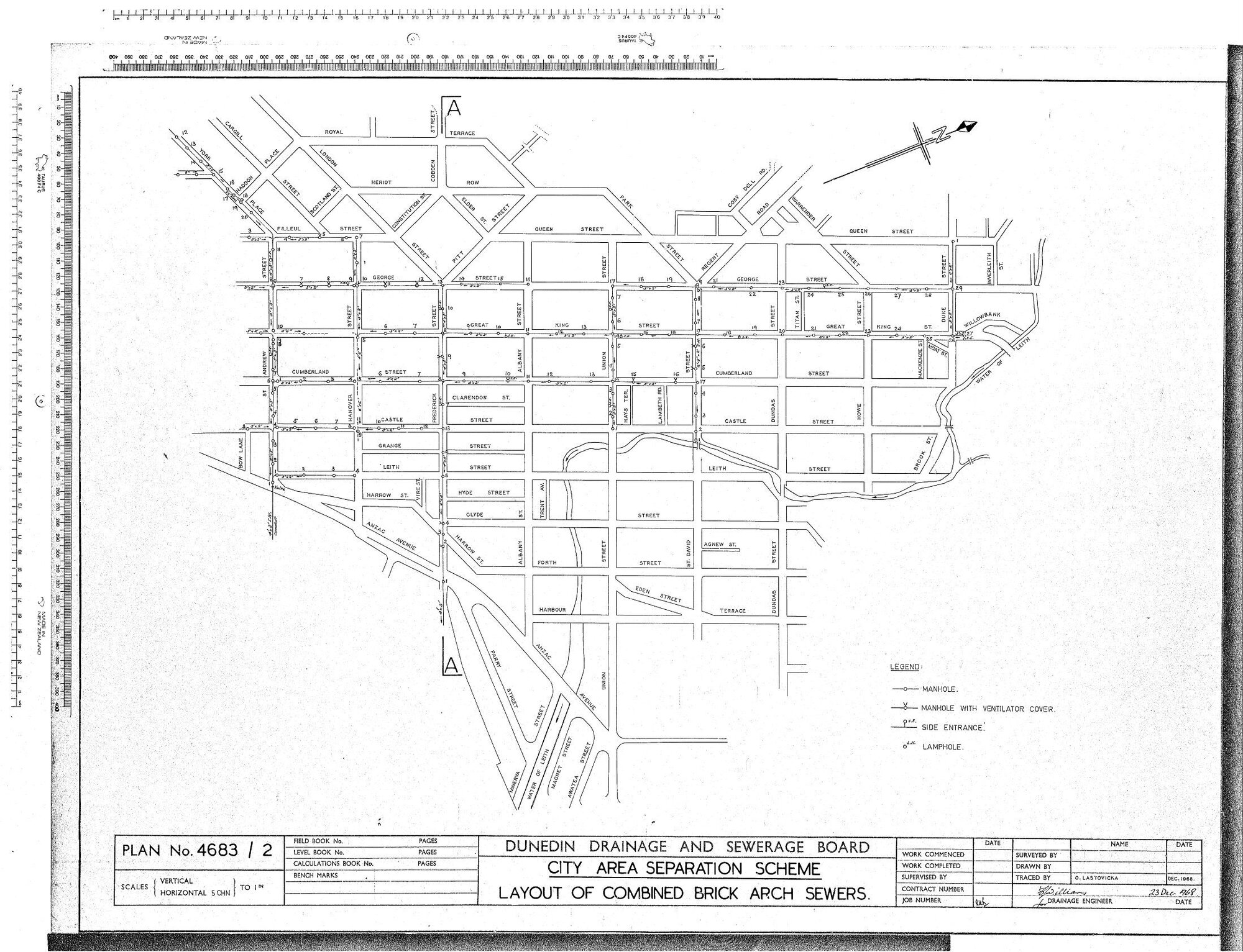 CITY AREA SEPARATION SCHEME - LAYOUT OF COMBINED BRICK ARCH SEWERS