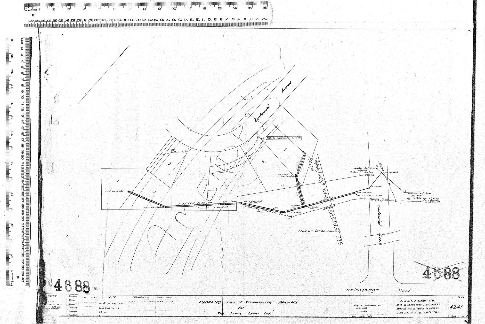 PROPOSED FOUL &amp; STORMWATER DRAINAGE FOR THE OTAGO LAND COY