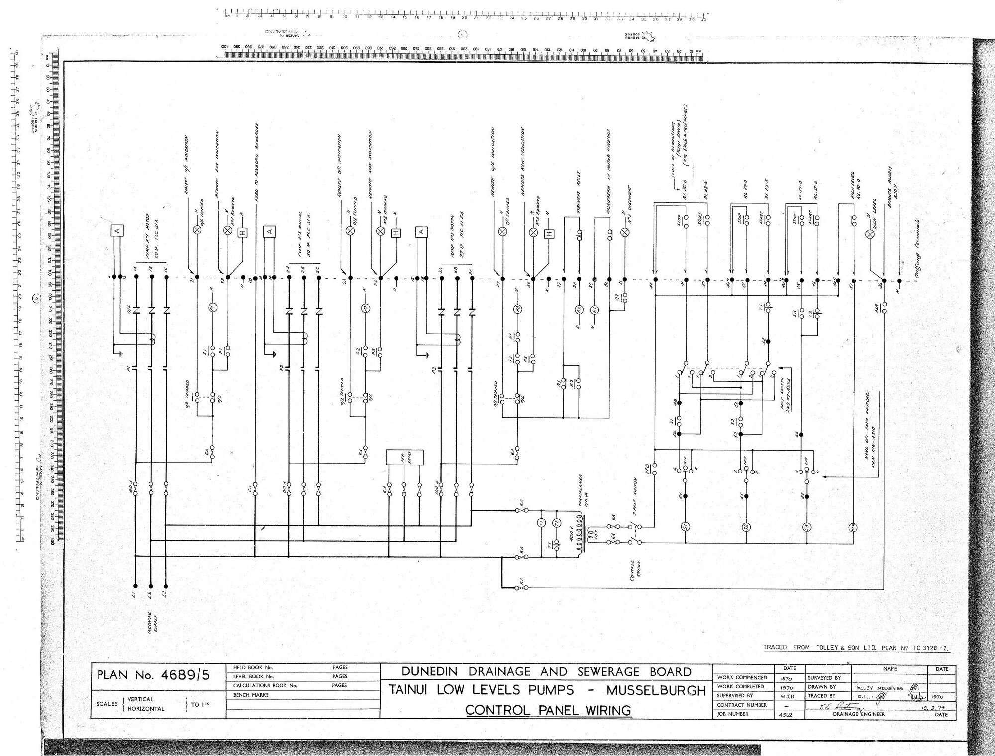 TANUI LOW LEVELS PUMPS - MUSSELBURGH CONTROL PANEL WIRING