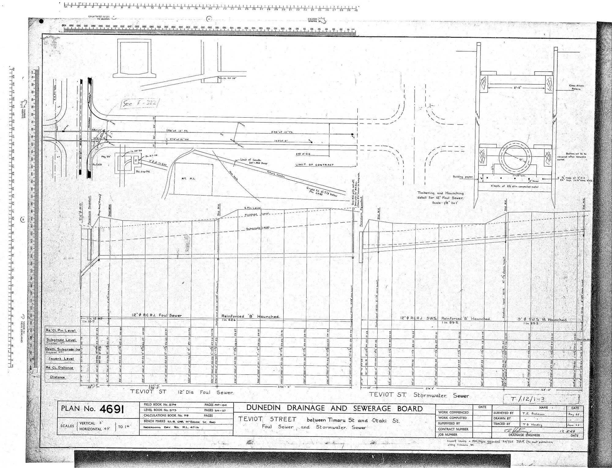 TEVIOT STREET BETWEEN TIMARU ST AND OTAKI ST FOUL SEWER AND STORMWATER SEWER