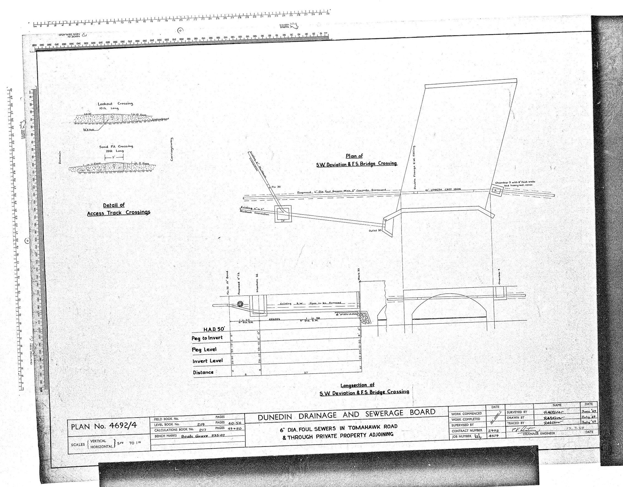6" DIA FOUL SEWERS IN TOMAHAWK ROAD &amp; THROUGH PRIVATE PROPERTY ADJOINING