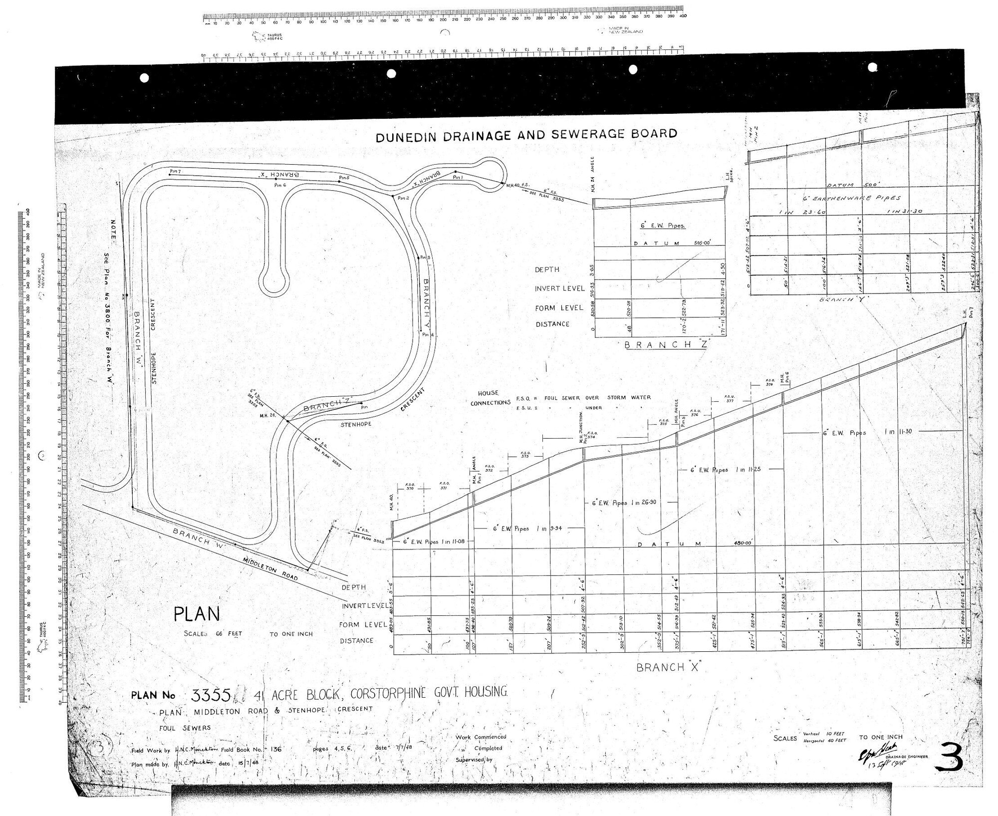 41 ACRE BLOCK, CORSTORPHINE GOVT. HOUSING &ndash; PLAN MIDDLETON ROAD &amp; STENHOPE CRESCENT FOUL SEWERS