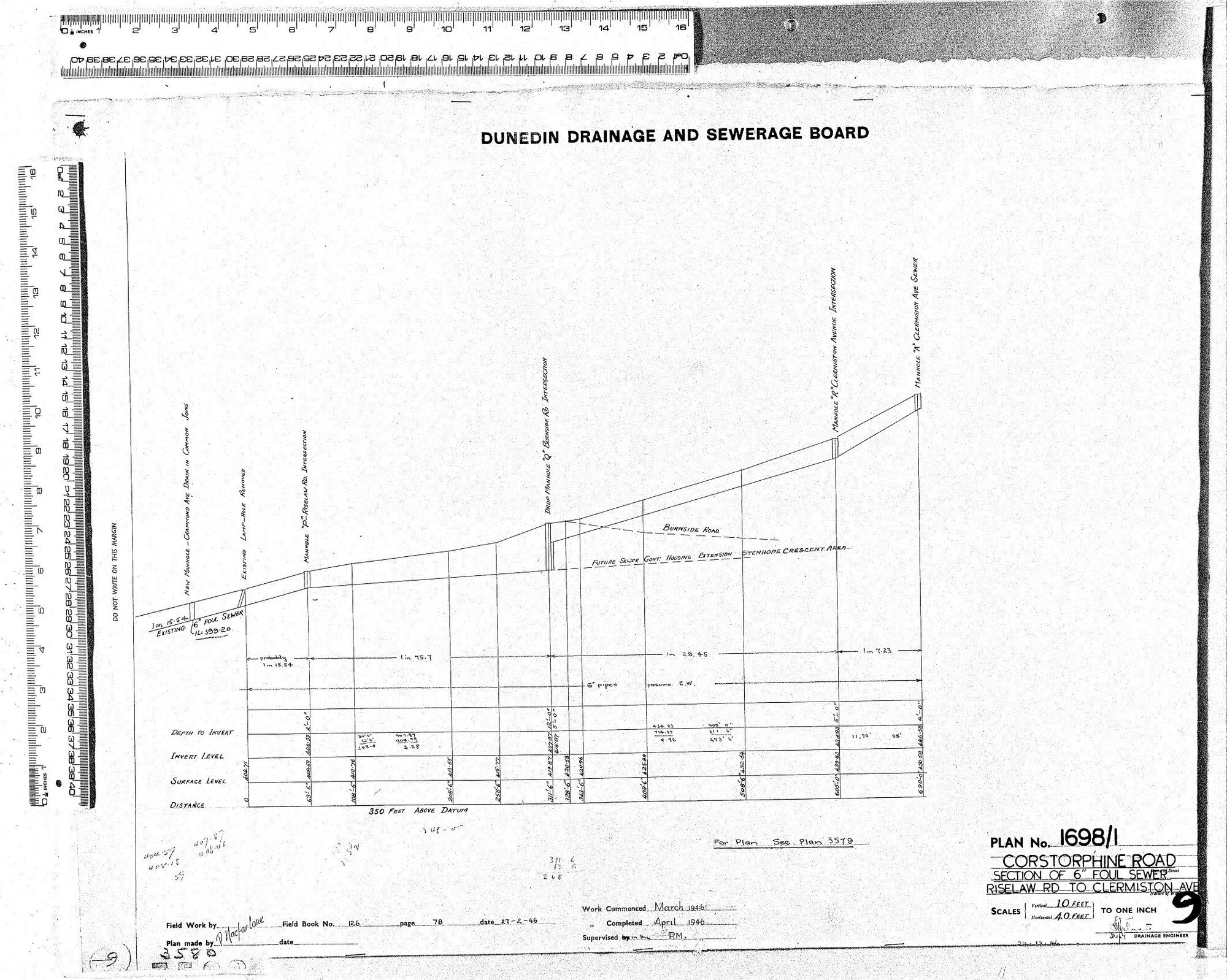 CORSTORPHINE ROAD &ndash; SECTION OF 6'' FOUL SEWER RISELAW RD TO CLERMISTON AVE