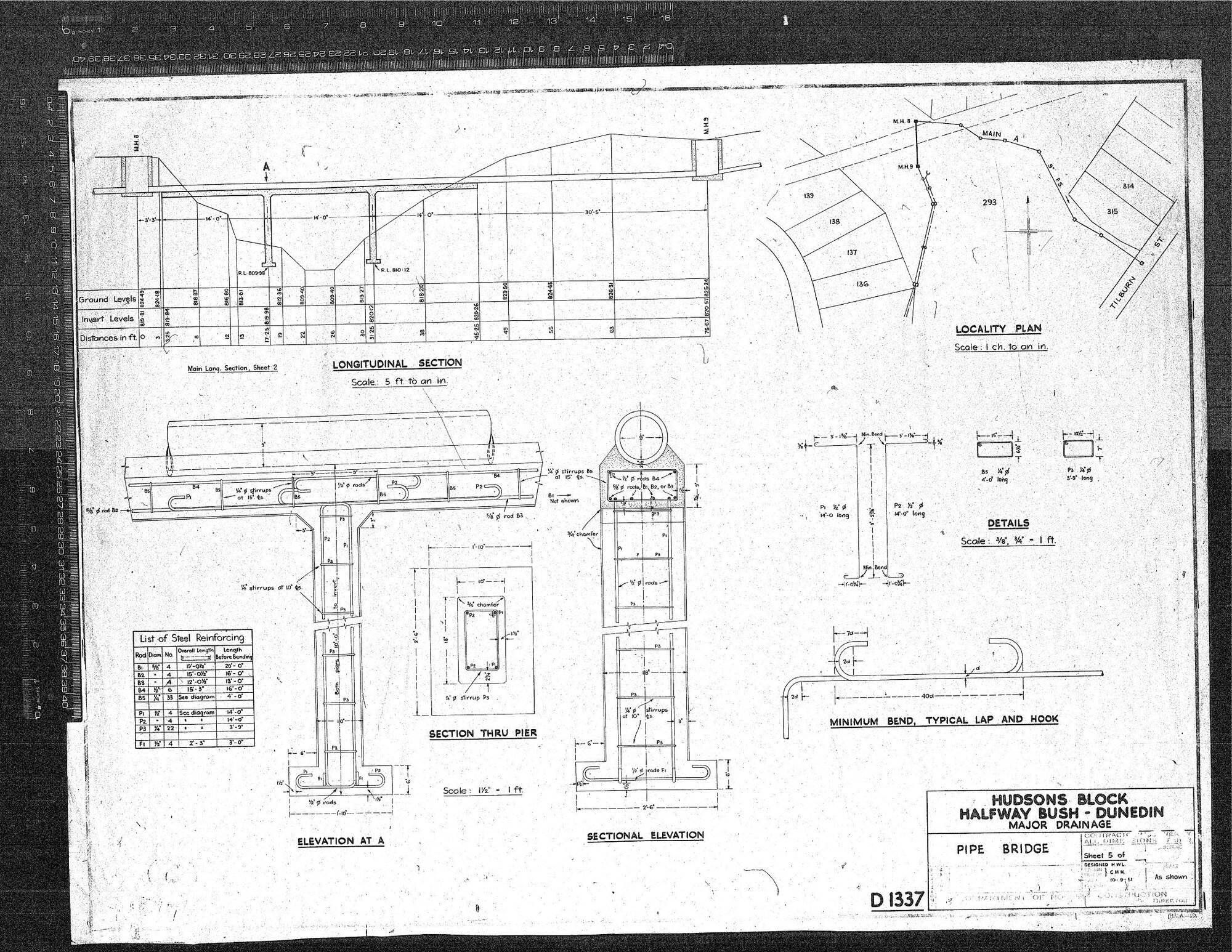 HUDSONS BLOCK HALFWAY BUSH &ndash; DUNEDIN &ndash; MAJOR DRAINAGE &ndash; PIPE BRIDGE