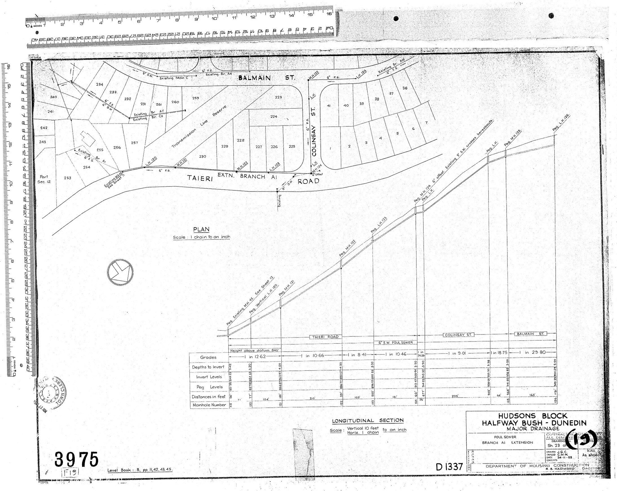 HUDSONS BLOCK HALFWAY BUSH &ndash; DUNEDIN &ndash; MAJOR DRAINAGE &ndash; FOUL SEWER A1 EXTENSION