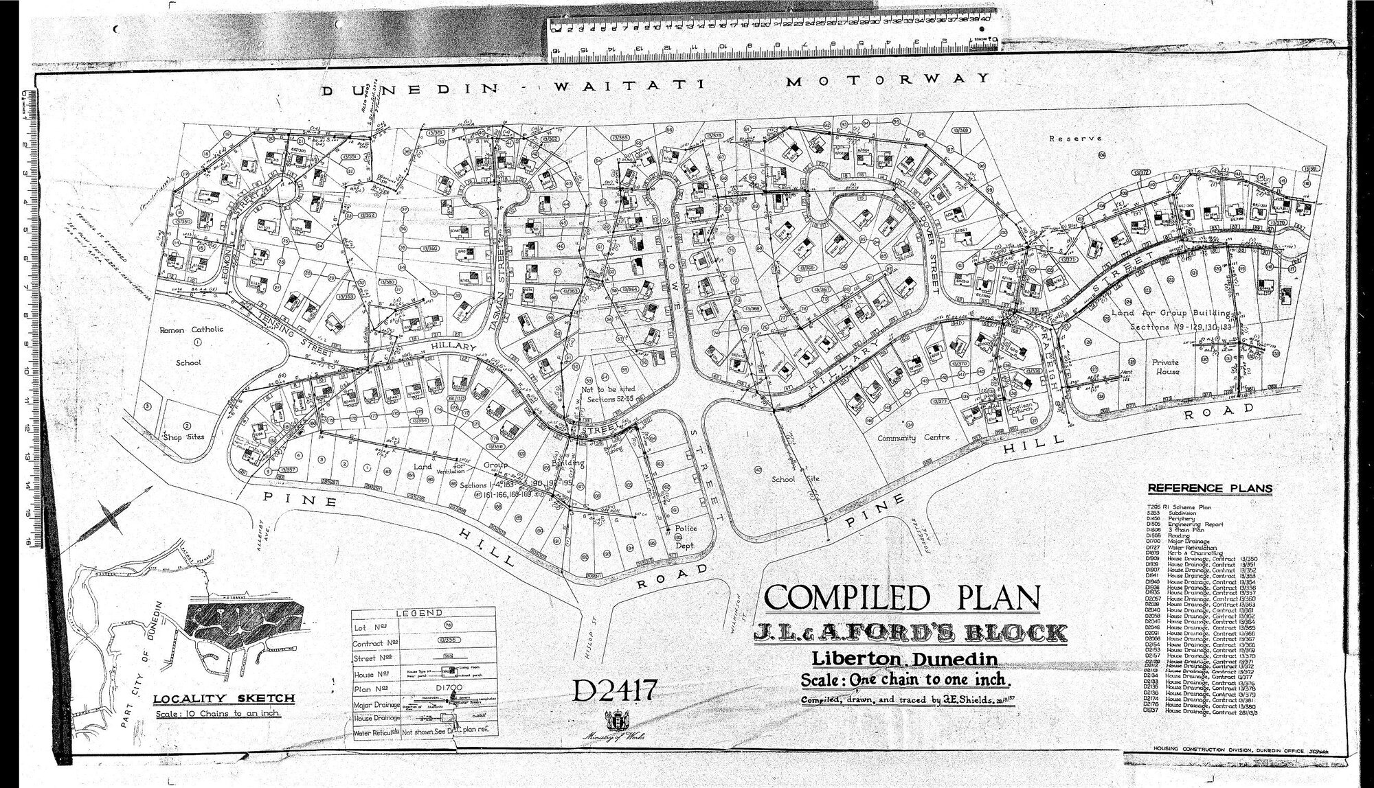 DUNEDIN WAITATI MOTOWAY &ndash; COMPLIED PLAN J.L. &amp; A. FORD'S BLOCK &ndash; LIBERTON, DUNEDIN