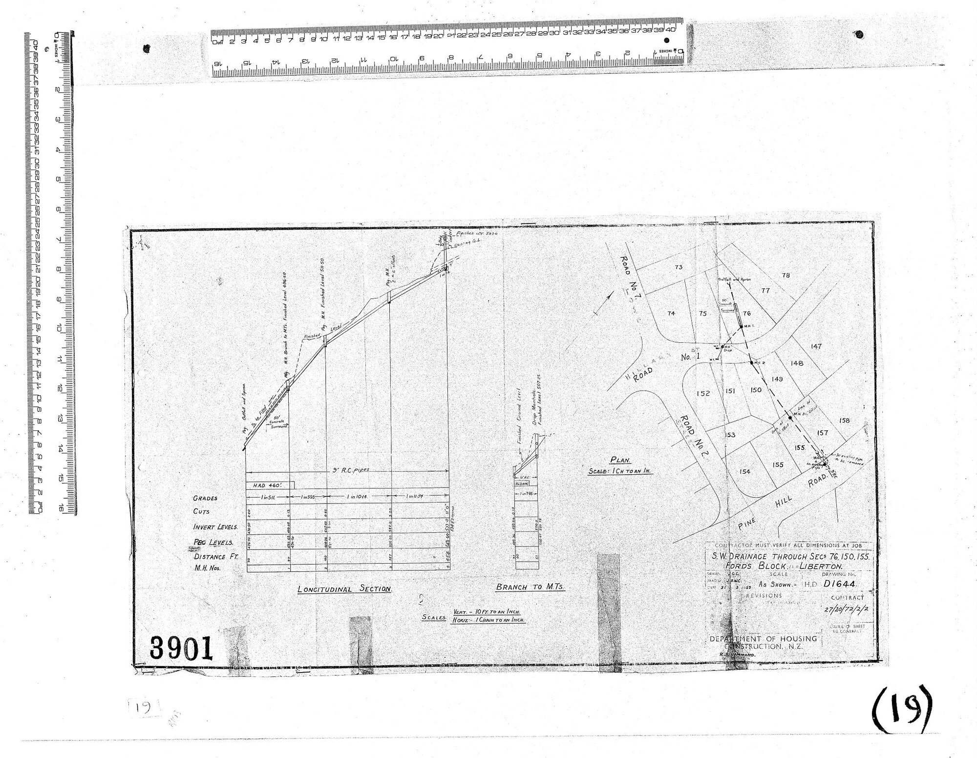 S.W. DRAINAGE THROUGH SECS 76. 150. 155. FORD'S BLOCK. LIBERTON.