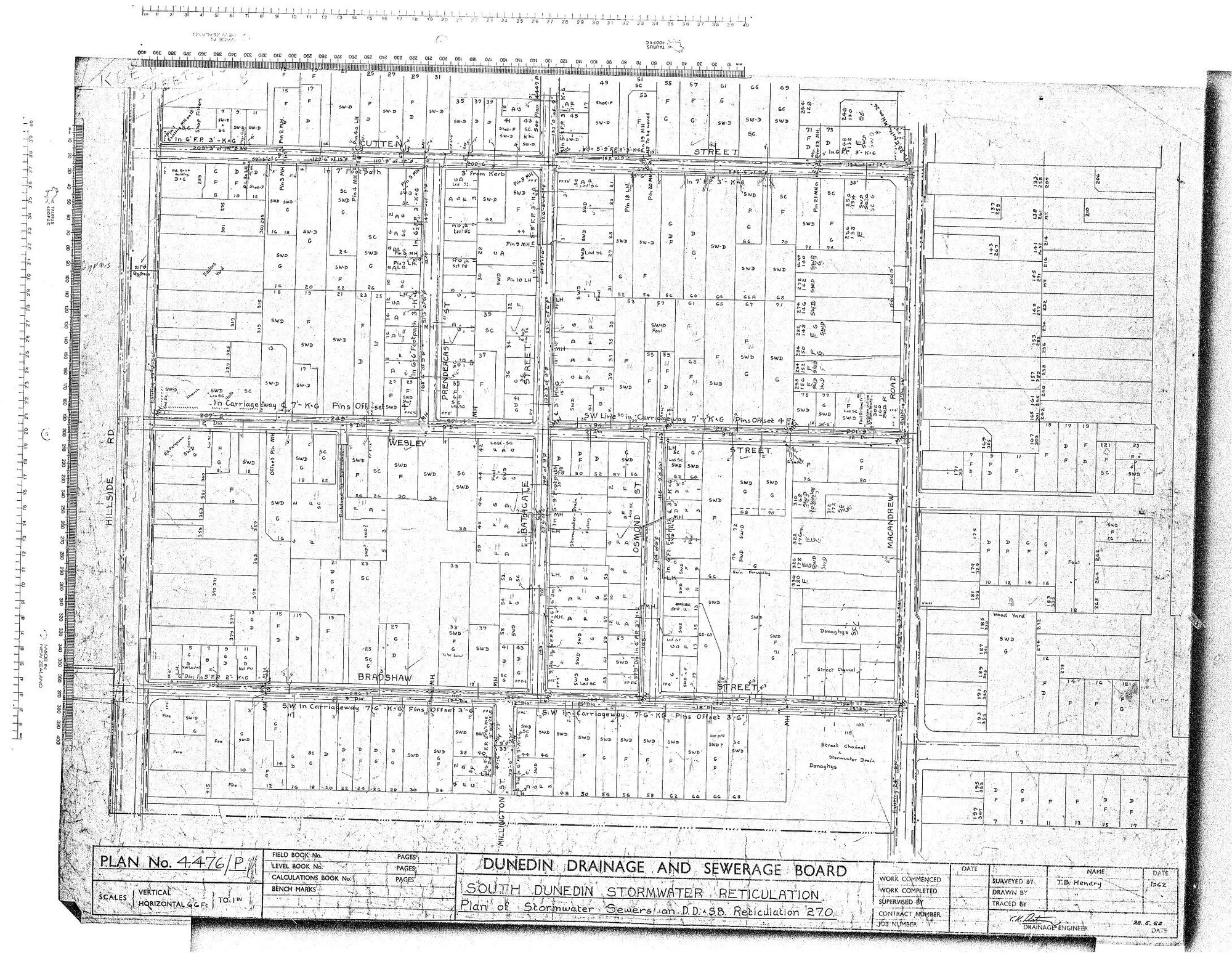 SOUTH DUNEDIN STORMWATER RETICULATION &ndash; PLAN OF STORMWATER SEWERS ON D.D. &amp; S.B. RETICULATION 270