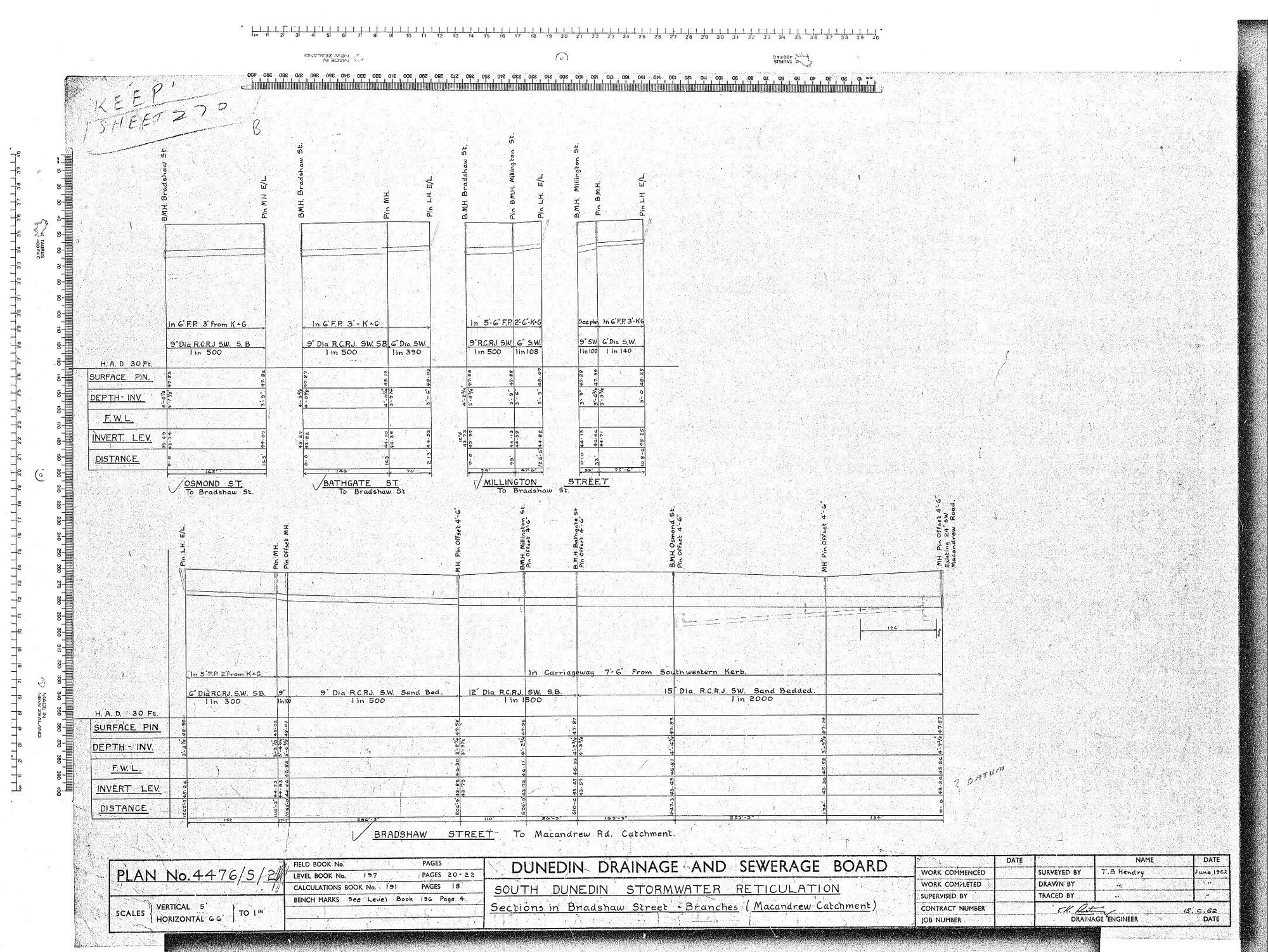 SOUTH DUNEDIN STORMWATER RETICULATION &ndash; SECTIONS IN BRADSHAW STREET &ndash; BRANCHES (MACANDREW CATCHMENT)