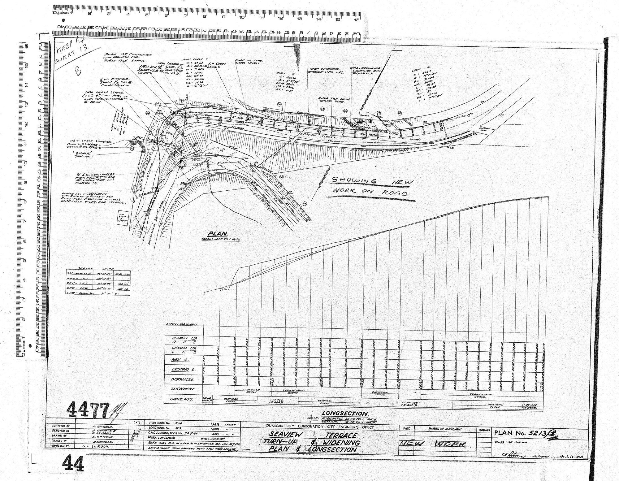 SEAVIEW TERRACE TURN-UP &amp; WIDENING PLAN &amp; LONGSECTION