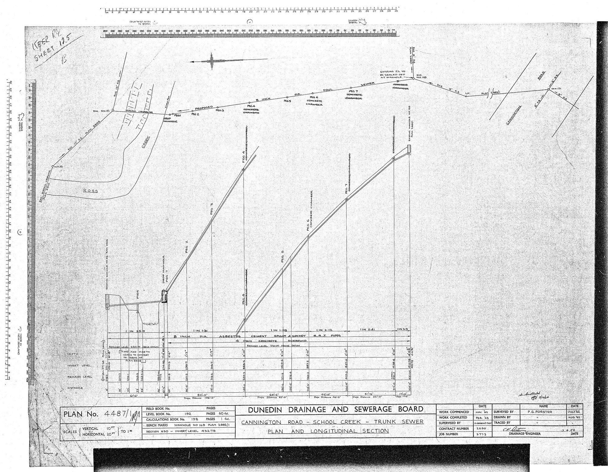 CANNINGTON ROAD - SCHOOL CREEK - TRUNK SEWER PLAN AND LONGITUDINAL SECTION