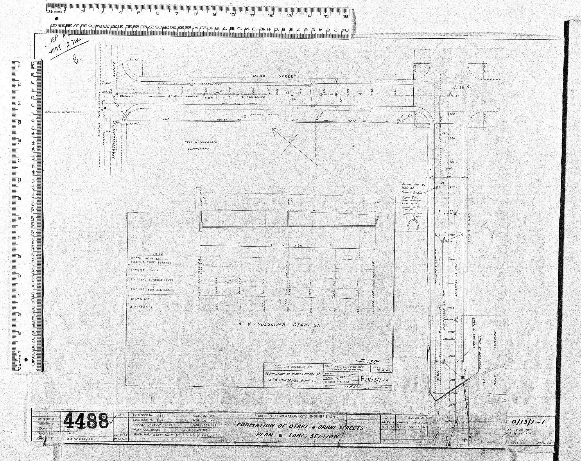 FORMATION OF OTAKI &amp; ORARI STREETS PLAN &amp; LONG. SECTION