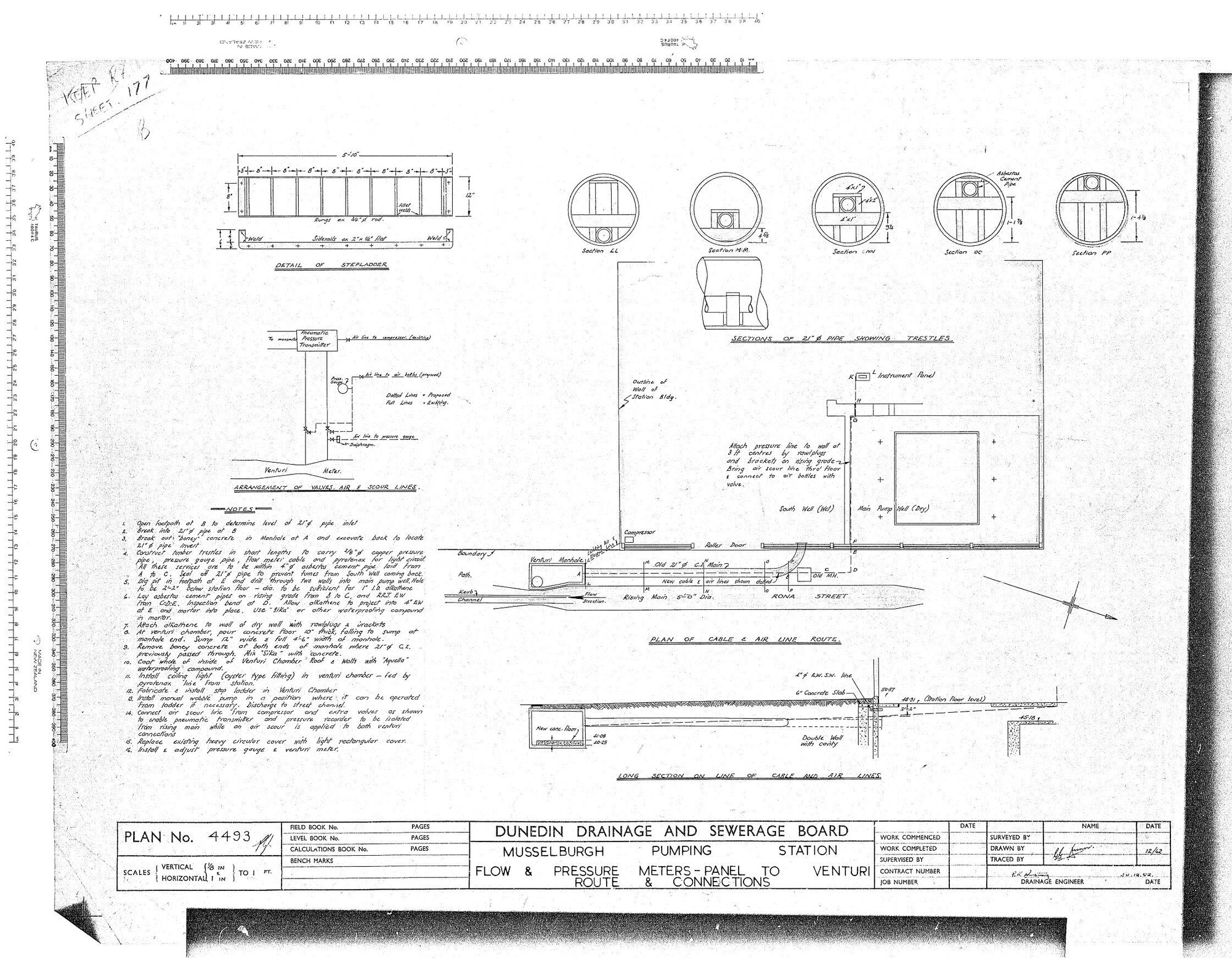 MUSSELBURGH PUMPING STATION - FLOW &amp; PRESSURE METERS-PANEL TO VENTURI ROUTE &amp; CONNECTIONS