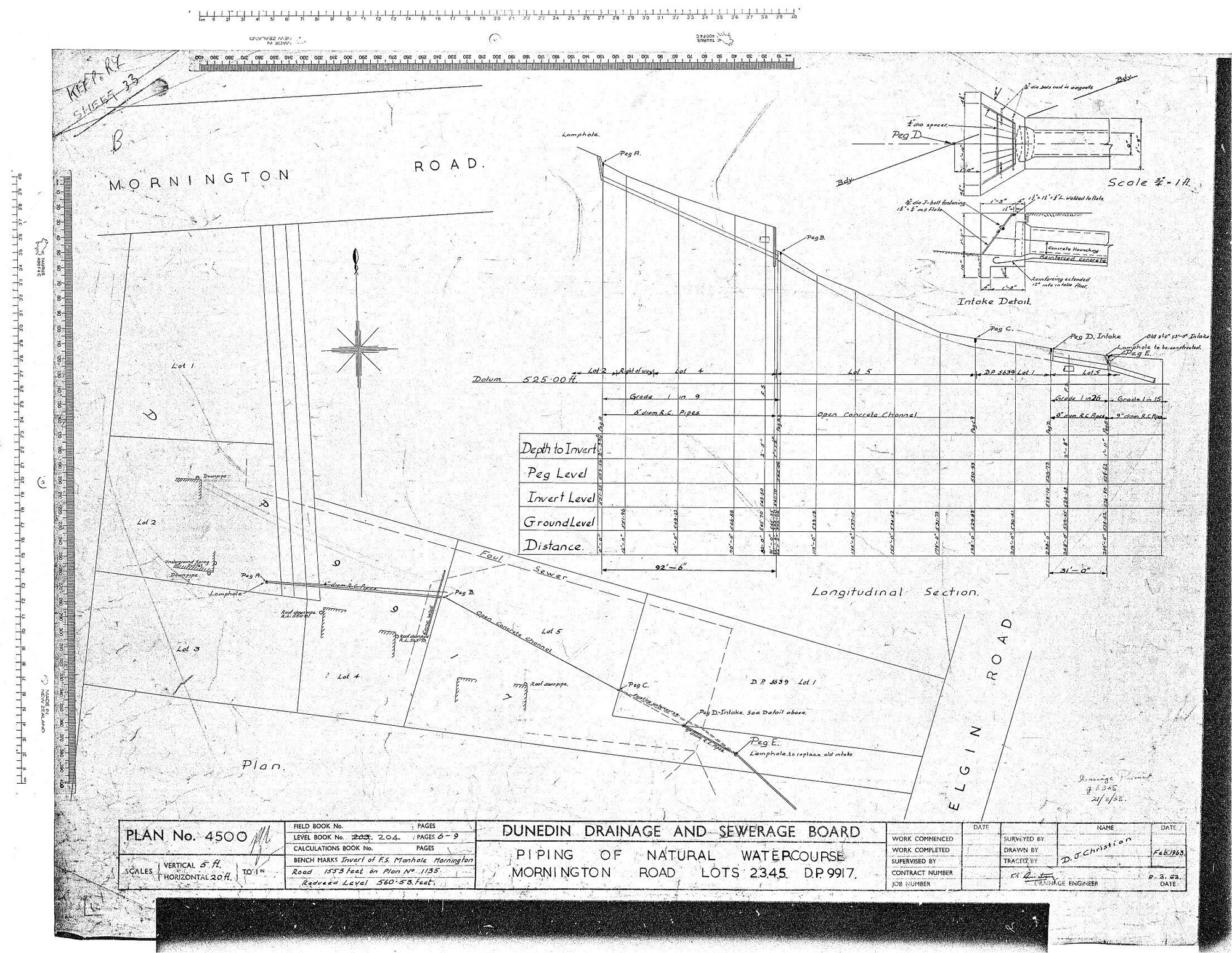 PIPING OF NATURAL WATERCOUSRE MORNINGTON ROAD LOTS 2.3.4.5 D.P. 9917