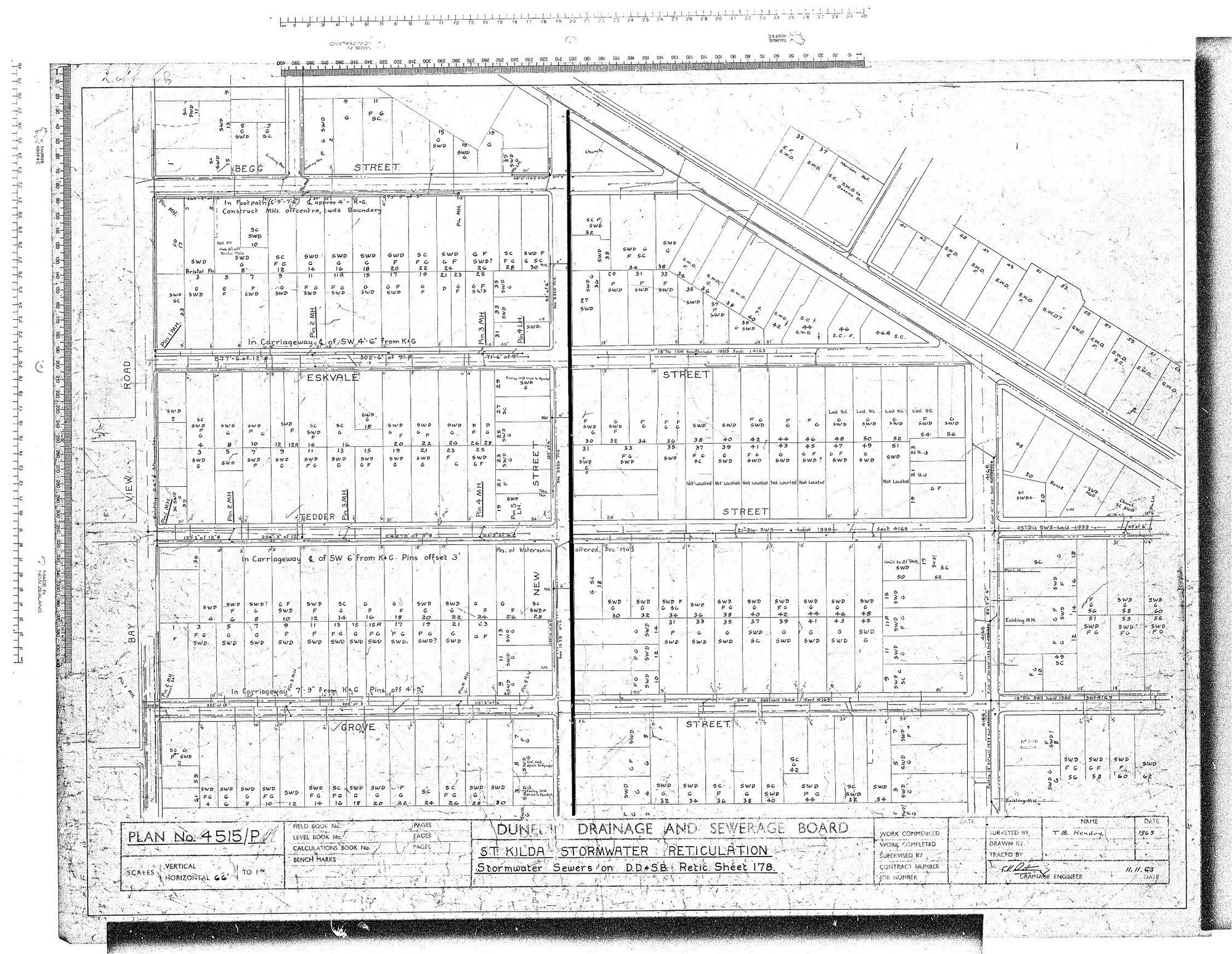 ST KILDA STORMWATER RETICULATION - STORMWATER SEWERS ON D.D. &amp; S.B. RETIC. SHEET 178