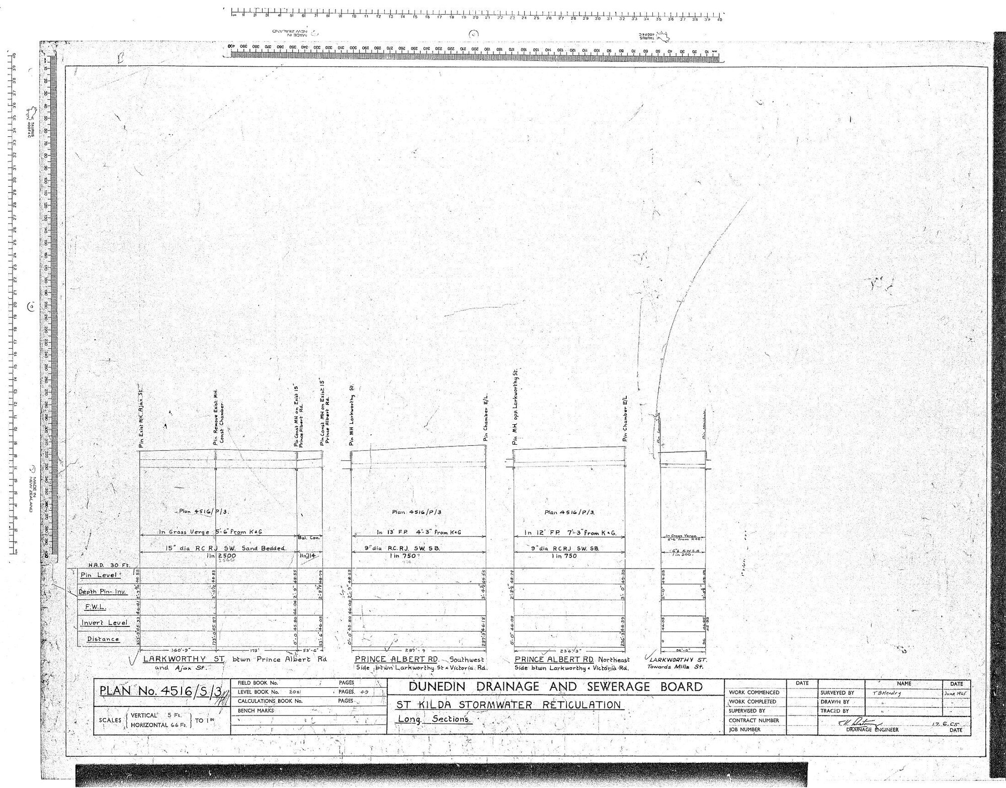 ST KILDA STORMWATER RETICULATION - LONG SECTIONS