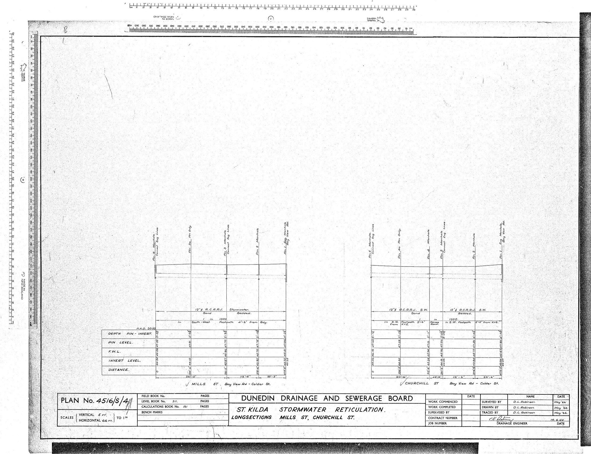 ST KILDA STORMWATER RETICULATION - LONG SECTIONS MILLS ST, CHURCH ST