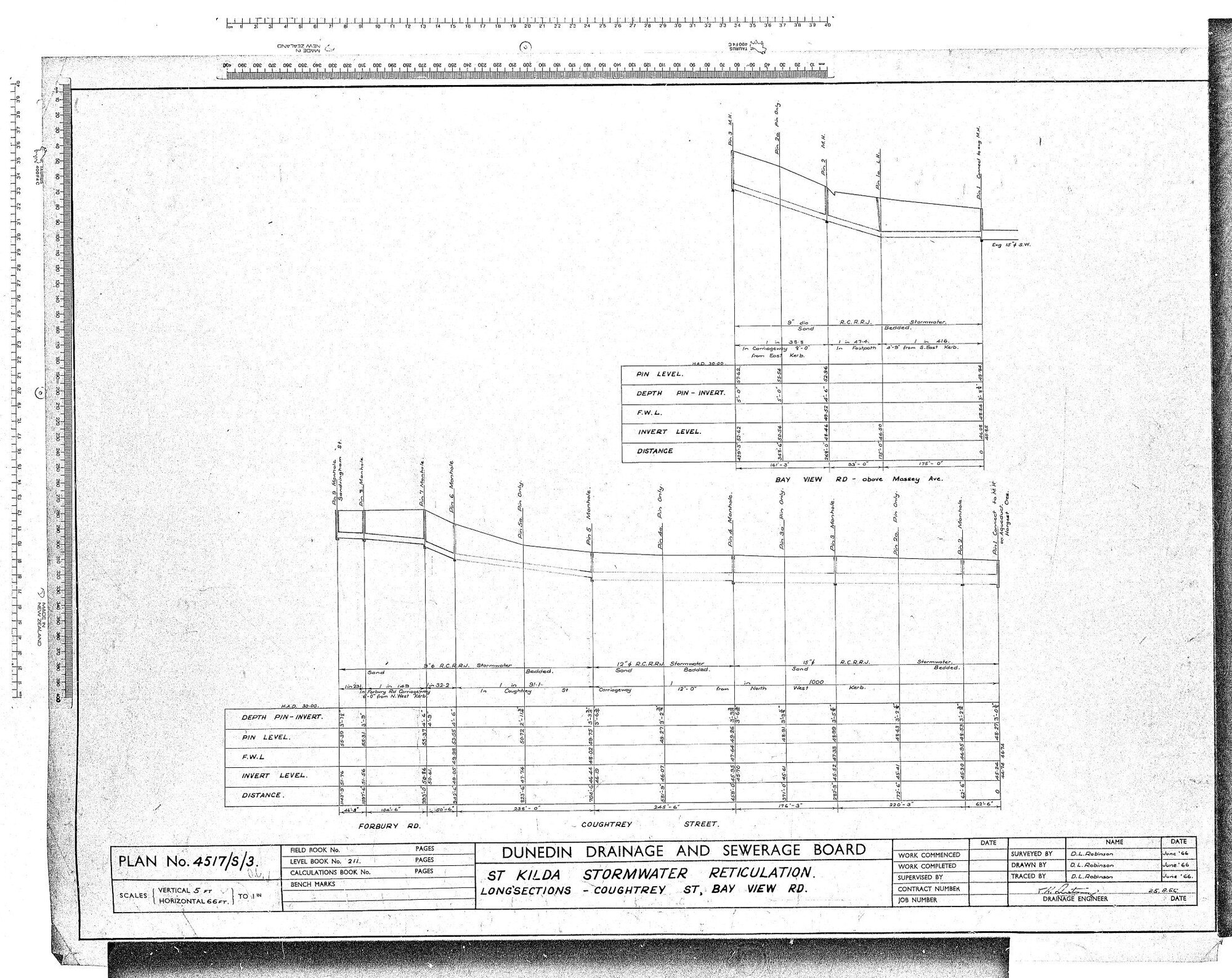 ST KILDA STORMWATER RETICULATION - LONGSECTIONS - COUGHREY ST, BAYVIEW RD.
