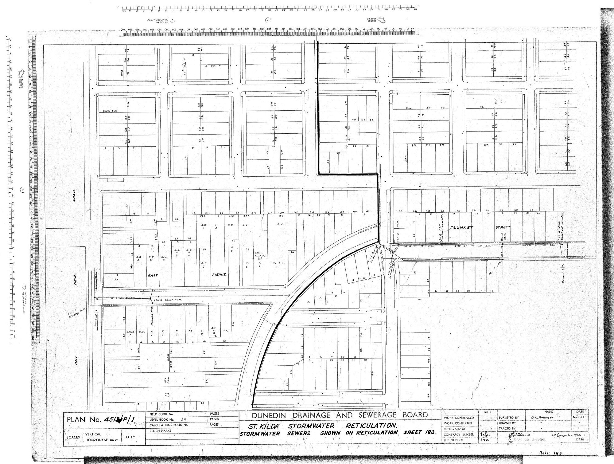 ST KILDA STORMWATER RETICULATION - STORMWATER SEWERS SHOWN ON RETICULATION SHEET 183.