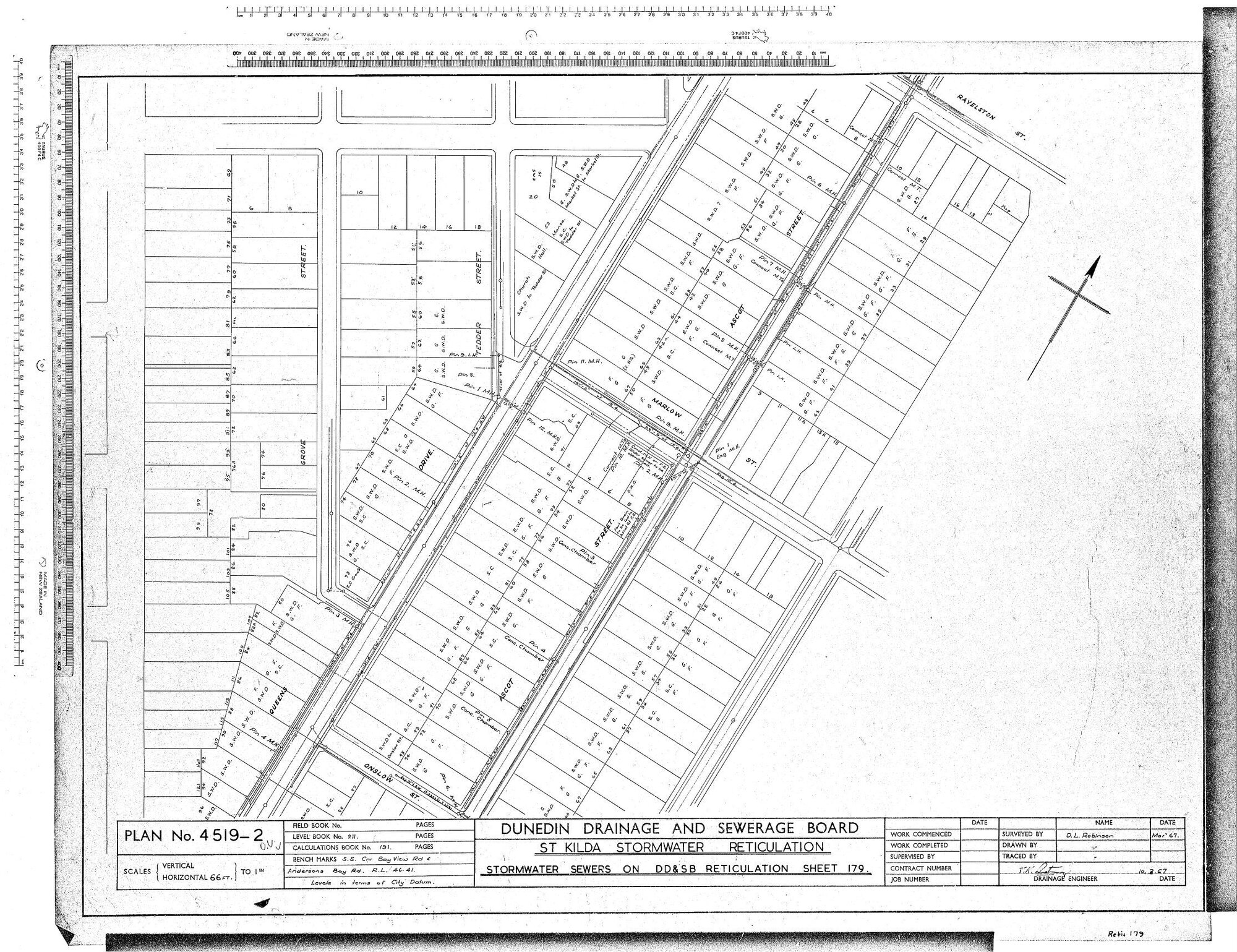 ST KILDA STORMWATER RETICULATION - STORMWATER SEWERS ON DD &amp; SB RETICULATION SHEET 179