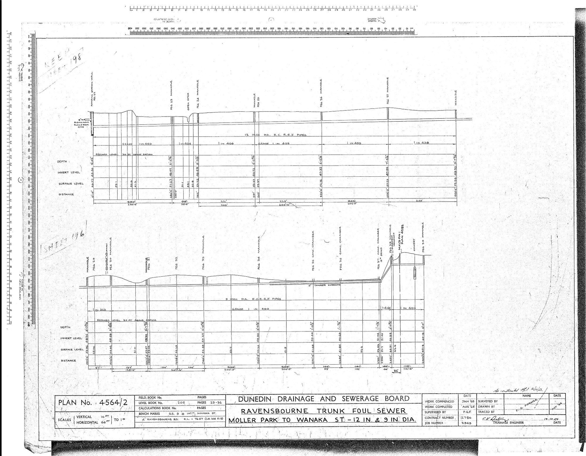 RAVENSBOURNE TRUNK FOUL SEWER - MOLLER PARK TO WANAKA ST. - 12 IN. &amp; 9 IN. DIA.