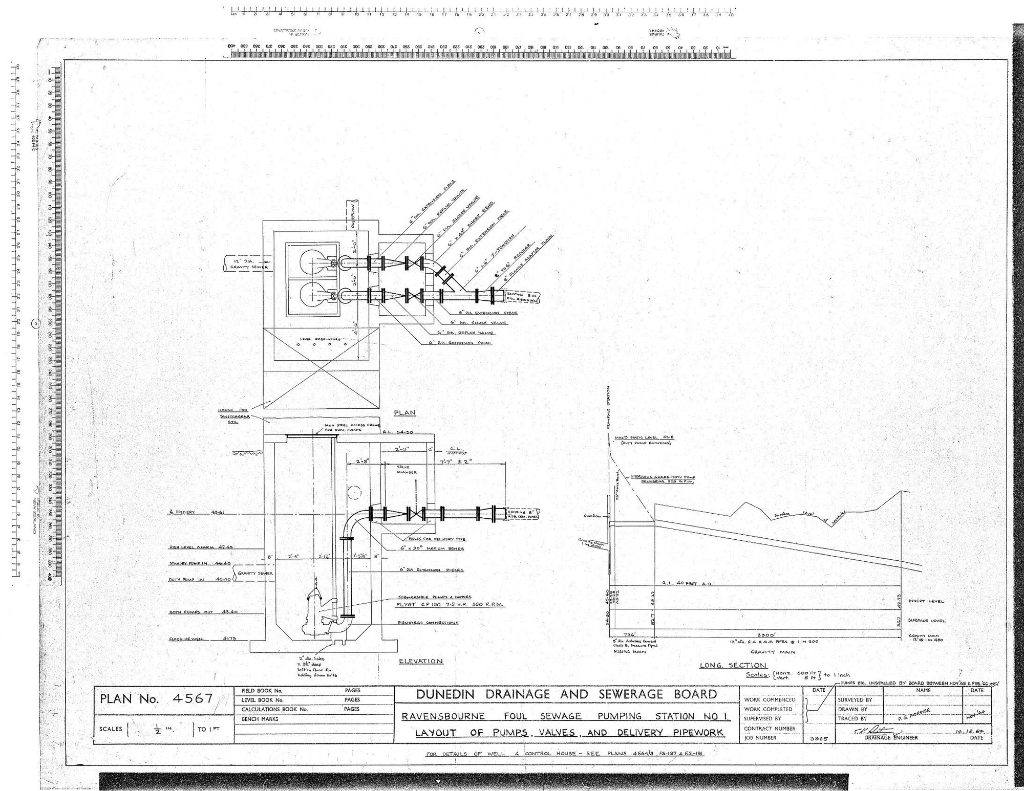 RAVENSBOURNE FOUL SEWAGE PUMPING STATION NO. 1 - LAYOUT OF PUMPS, VAVLES, AND DELIVERY PIPEWORK