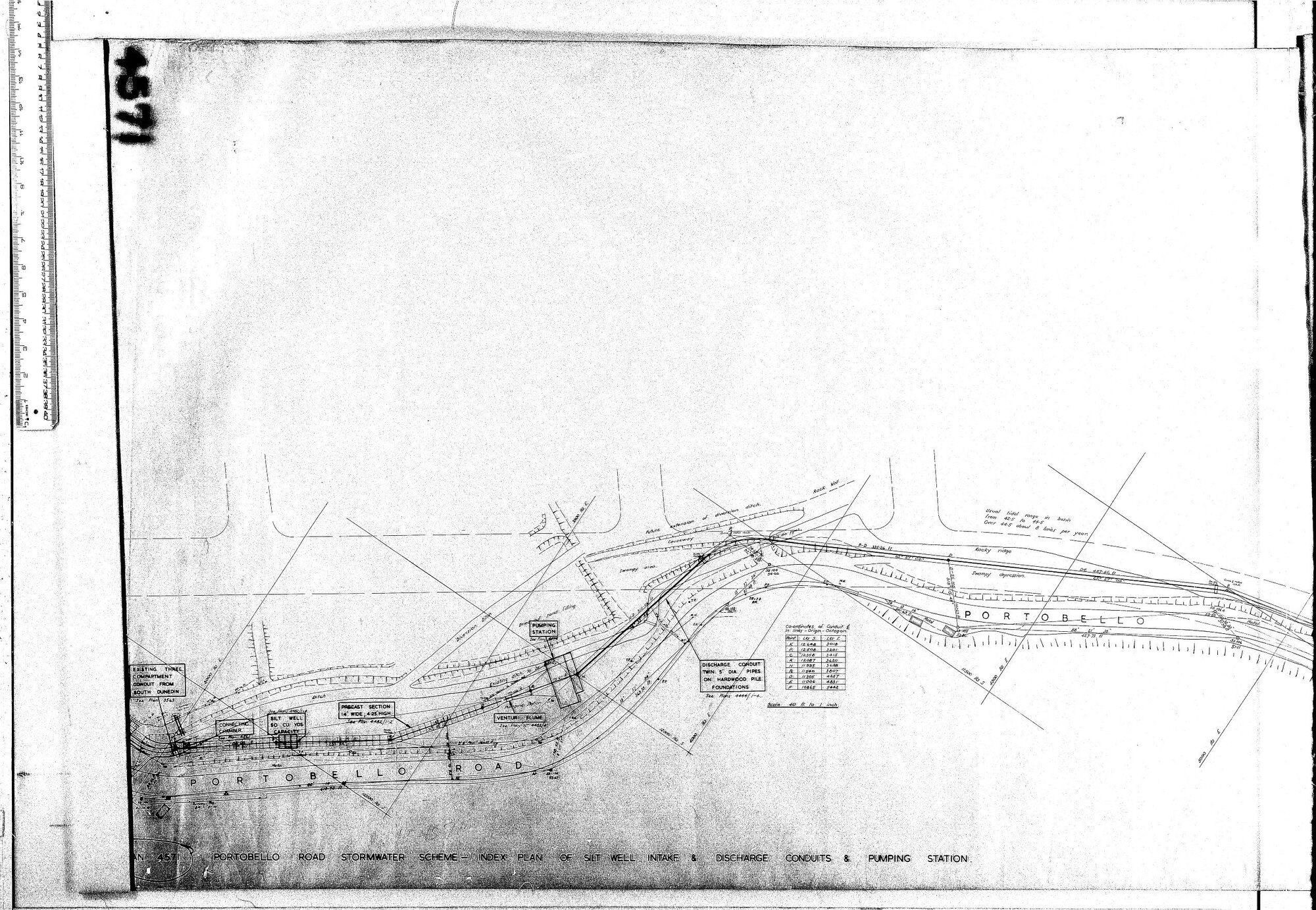 PROTOBELLO ROAD STORMWATER SCHEME - INDEX PLAN OF SILT WELL. INTAKE &amp; DISCHARGE CONDUITS &amp; PUMPING STATION