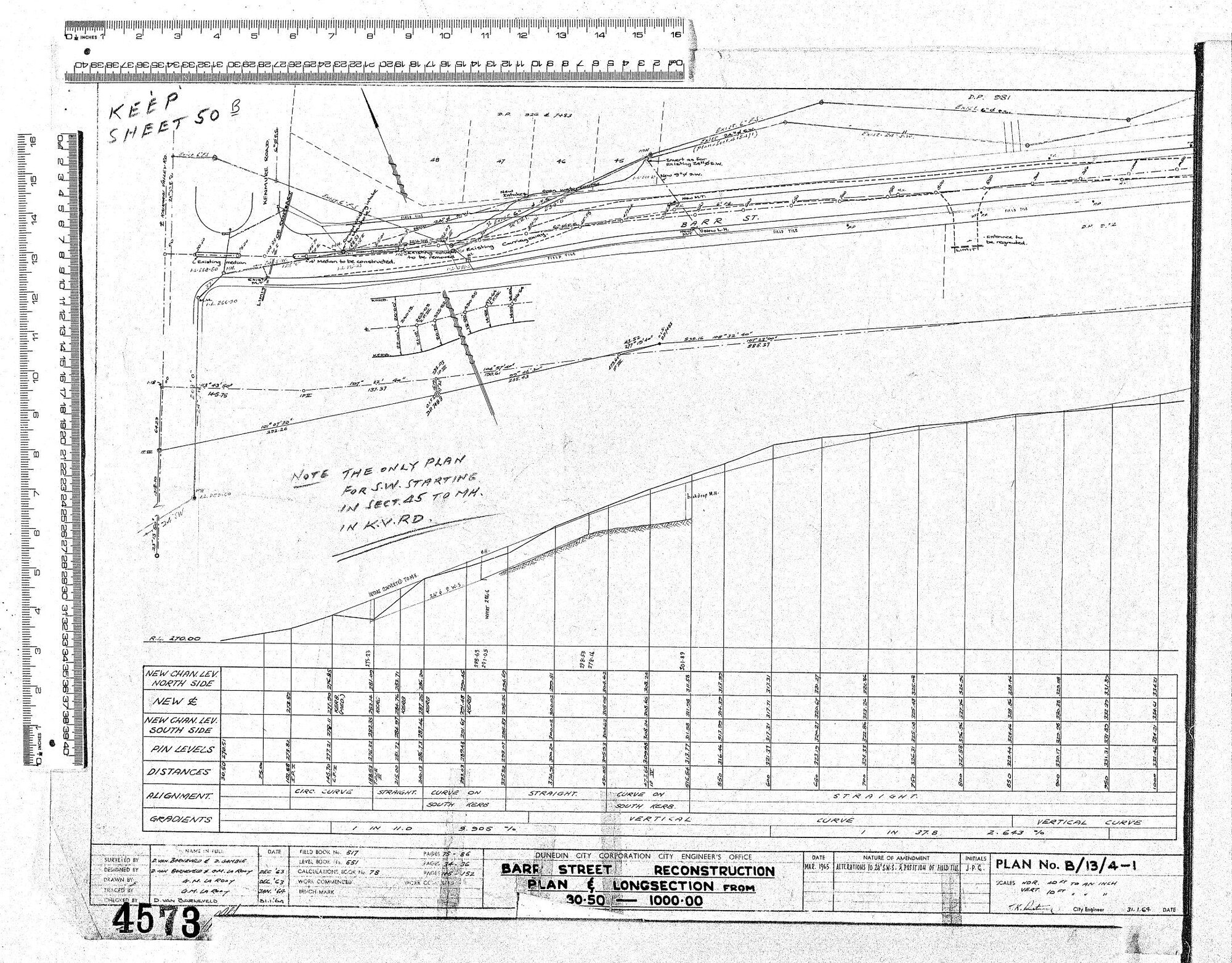 BARR STREET RECONSTRUCTION PLAN &amp; LONGSECTION FROM 30.50 - 1000.00