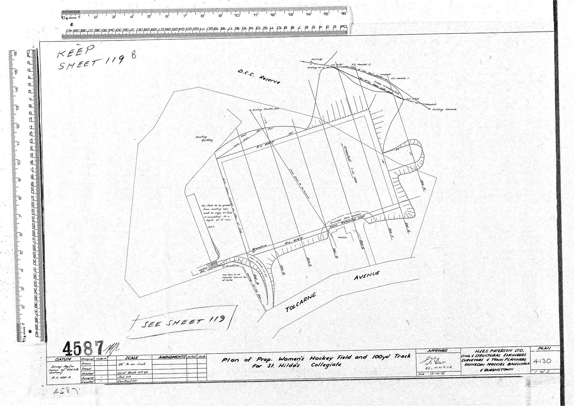 PLAN OF PROP. WOMEN'S HOCKEY FIELD AND 100 YD TRACK FOR ST. HILDA'S COLLEGIATE