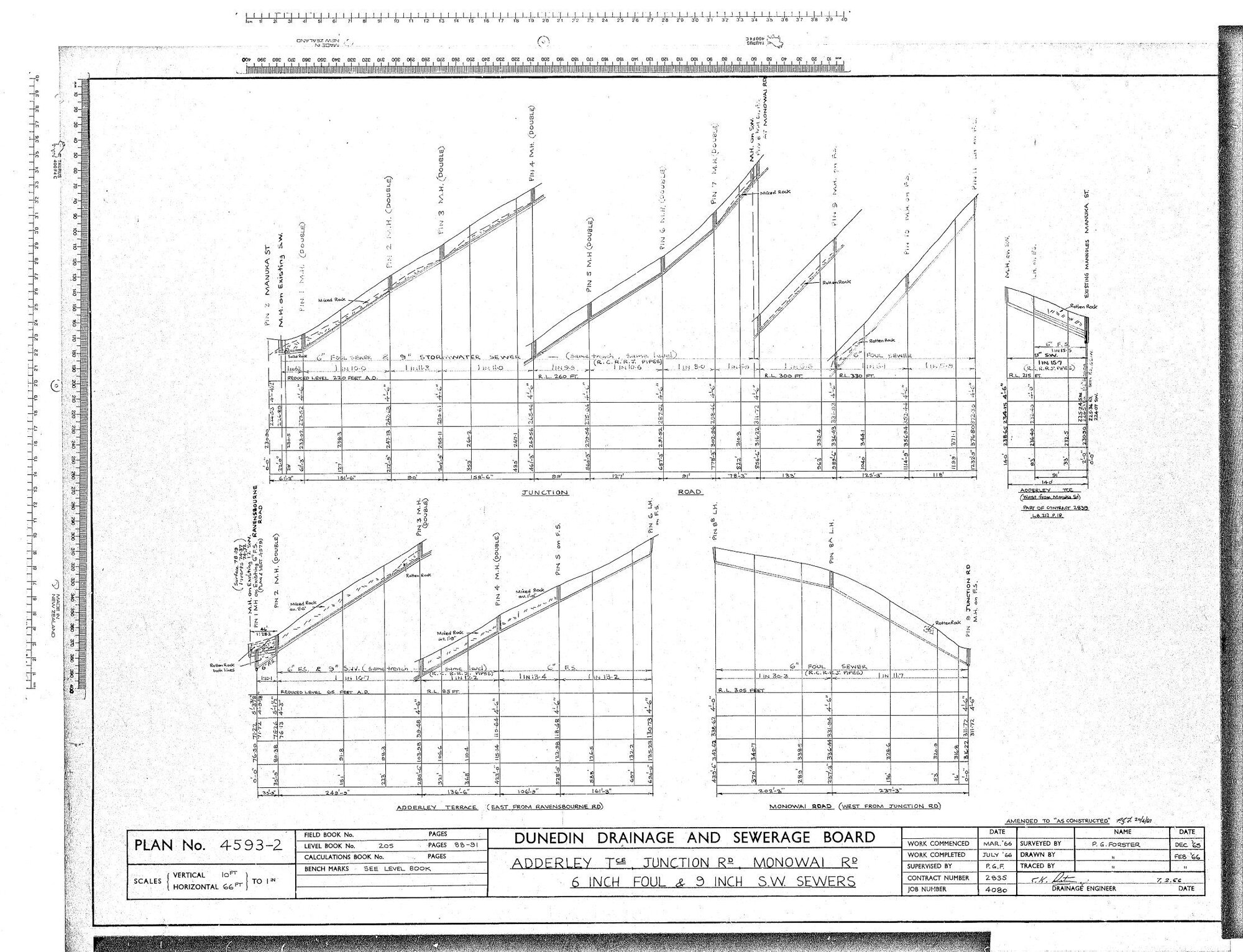 ADDERLEY TERRACE, JUNCTION ROAD, MONOWAI ROAD 6 INCH FOUL &amp; 9 INCH S.W. SEWERS